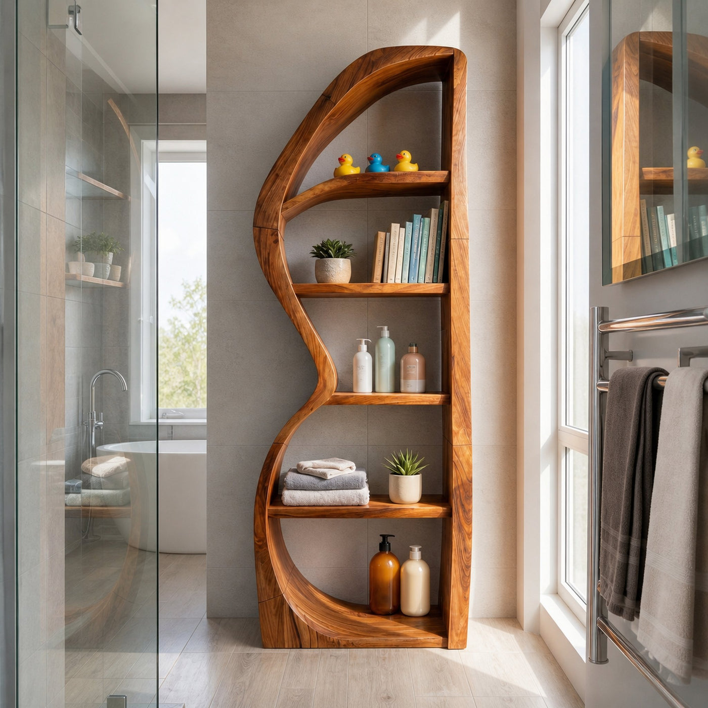 Mid Century Modern Unique Bookshelf Living Room Storage - product view 6