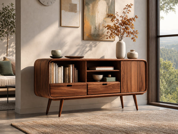 Mid Century Modern Wood Bookshelf Living Room Or Home Office