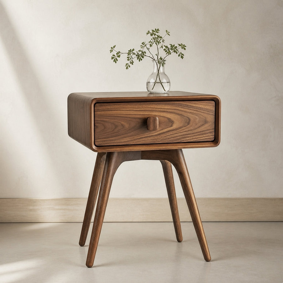 Mid Century Modern Wood Nightstand Bedroom Or Living Room
