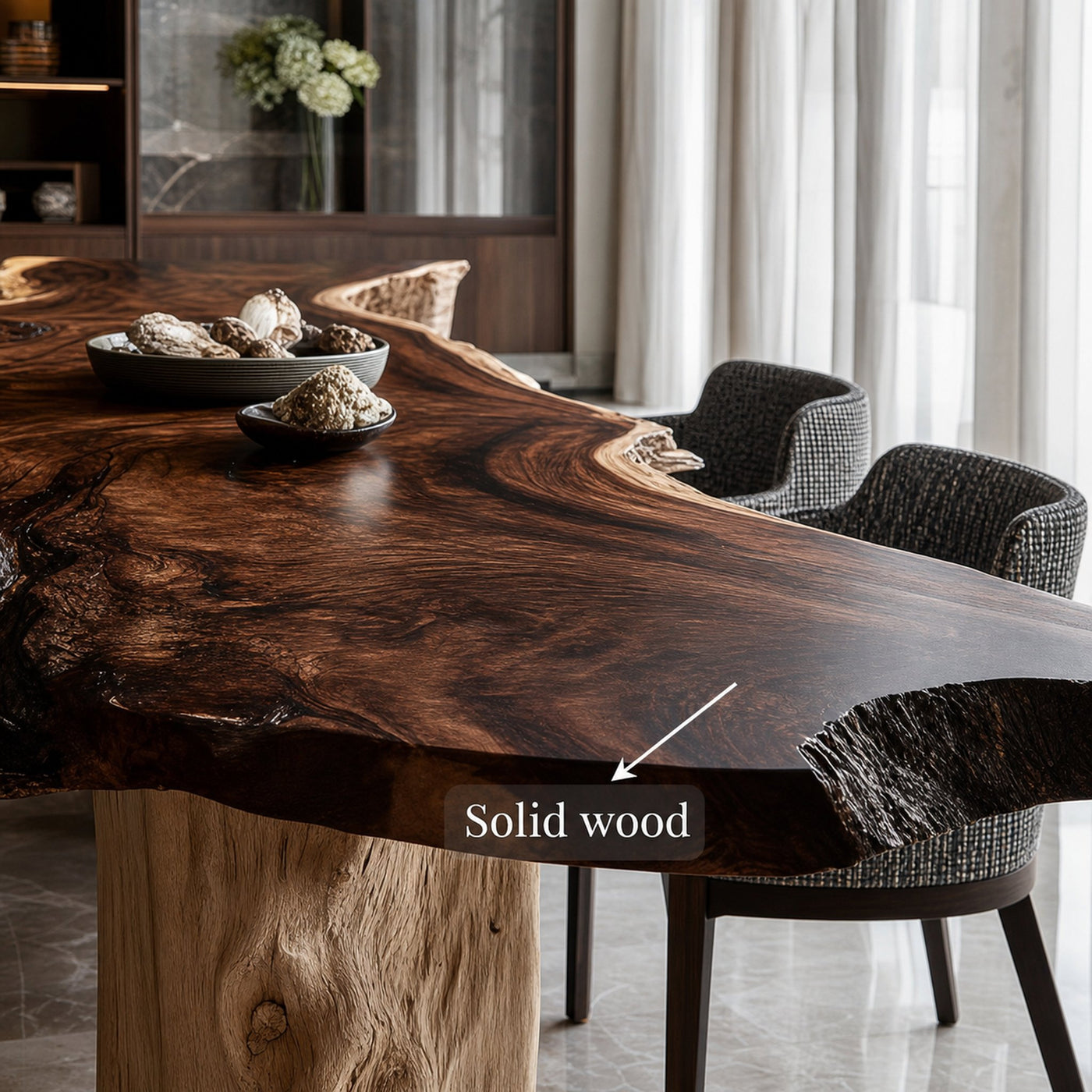 Mid Century Natural Edge Wooden Dining Table Kitchen - product view 5