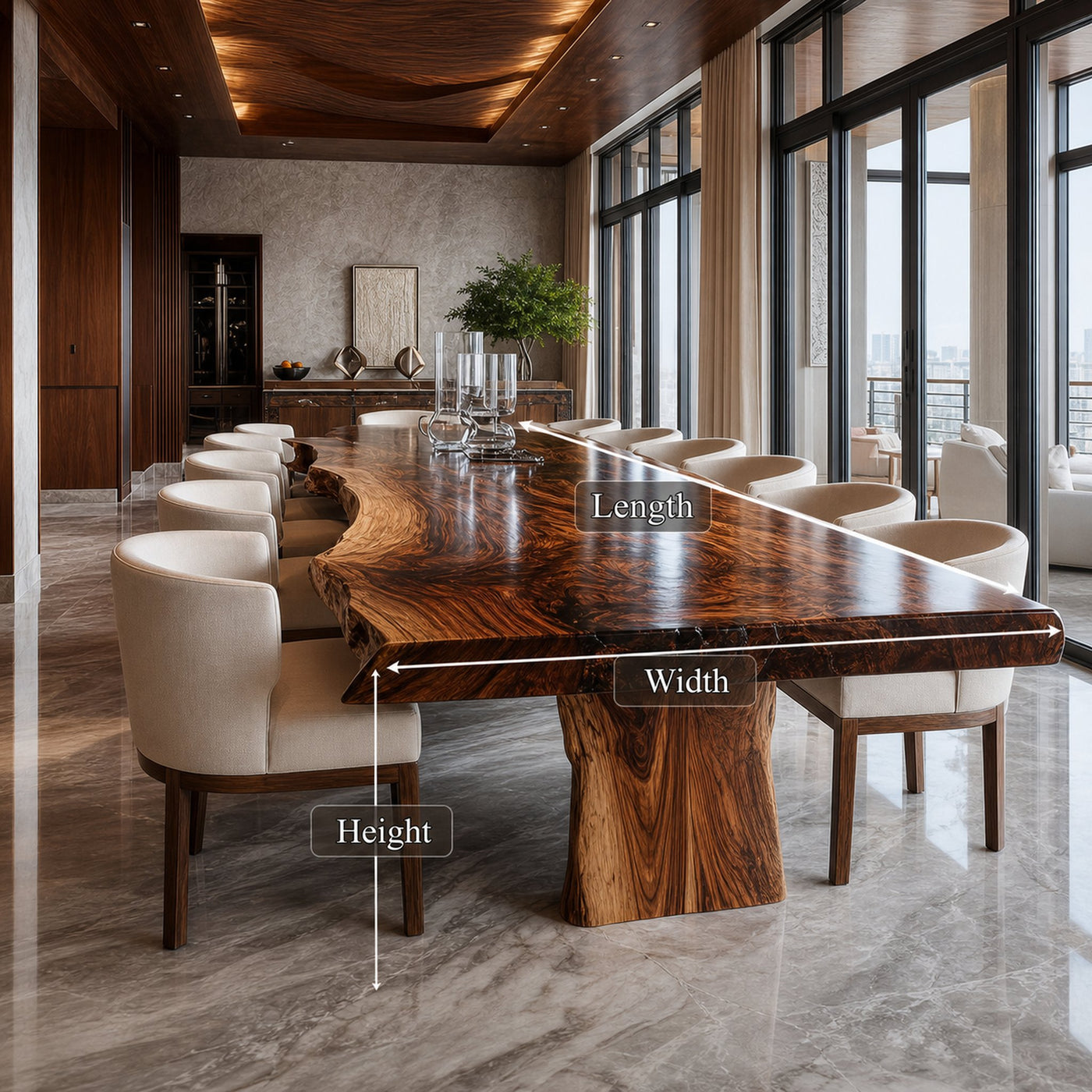 Mid Century Natural Slab Wood Dining Table Kitchen - product view 6