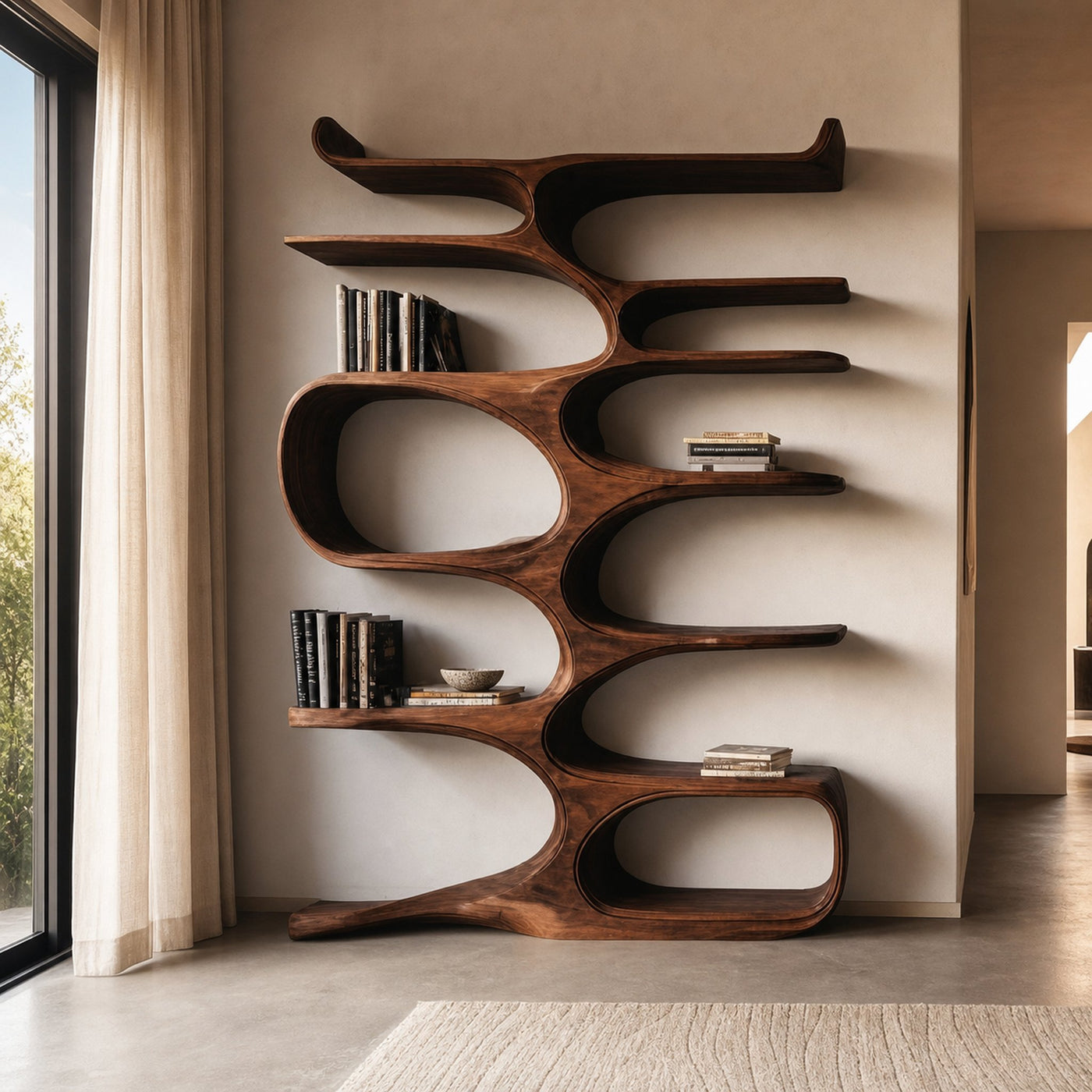 Mid Century Natural Wood Bookshelf For Living Room Furniture - product view 6