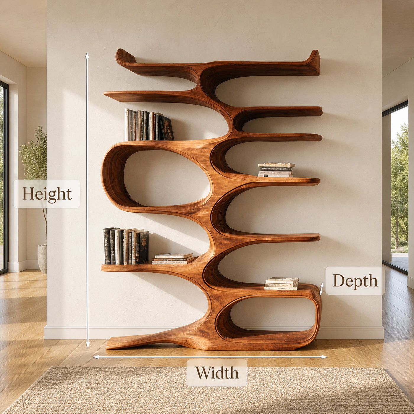 Mid Century Natural Wood Bookshelf For Living Room Furniture - product view 8