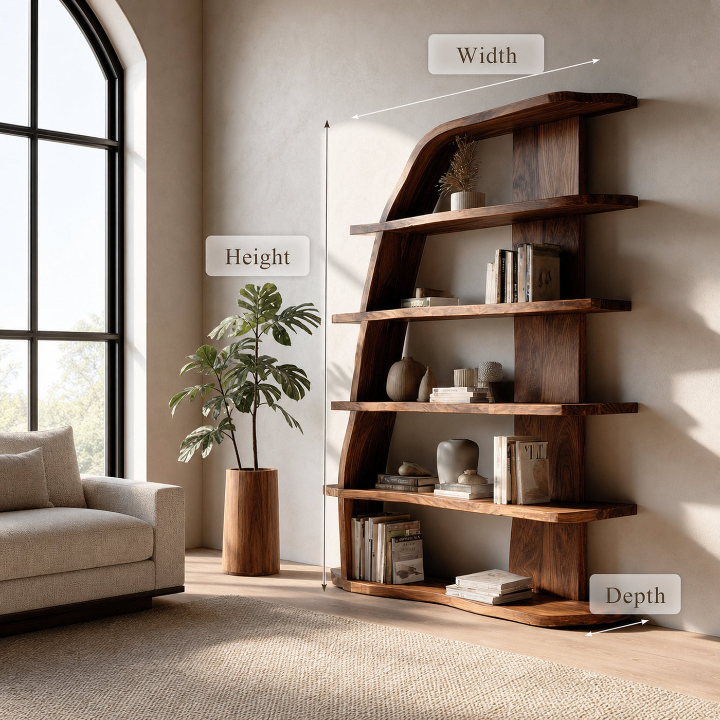 Mid Century Natural Wood Display Bookshelf For Living Room - product view 8