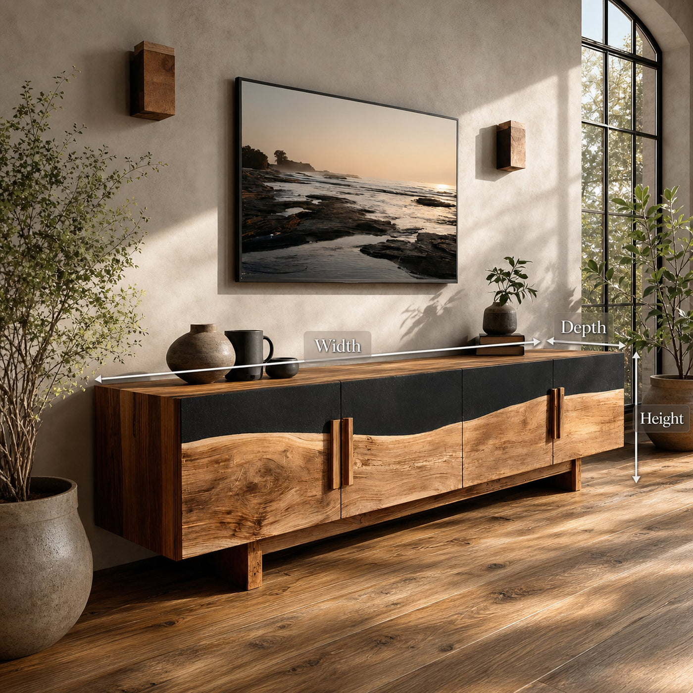 Mid Century Natural Wood Entertainment Unit For Decor - product view 7