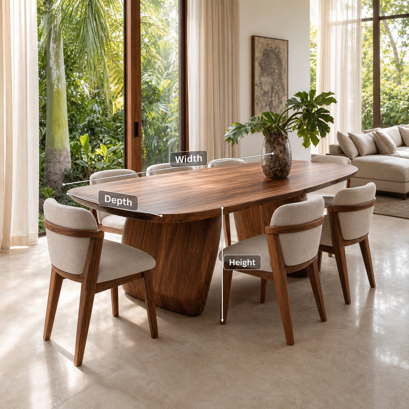 Mid Century Organic Dining Table For Dining Room - product view 7