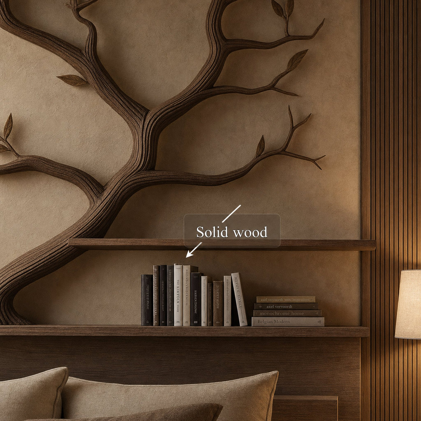 Mid Century Organic Tree Bookshelf Bedroom Wall Design - product view 3
