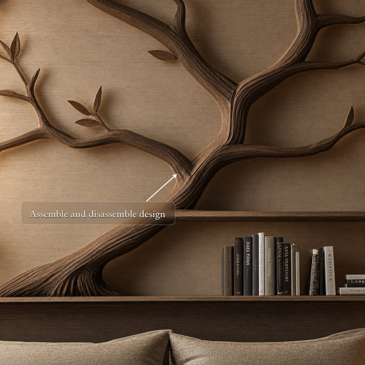 Mid Century Organic Tree Bookshelf Bedroom Wall Design - product view 4
