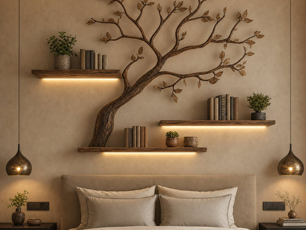 Mid Century Organic Tree Display Shelf Contemporary Bedroom