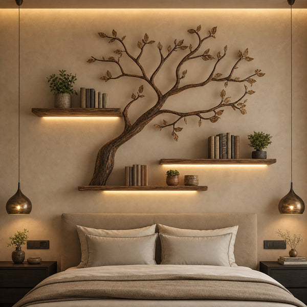 Mid Century Organic Tree Display Shelf Contemporary Bedroom