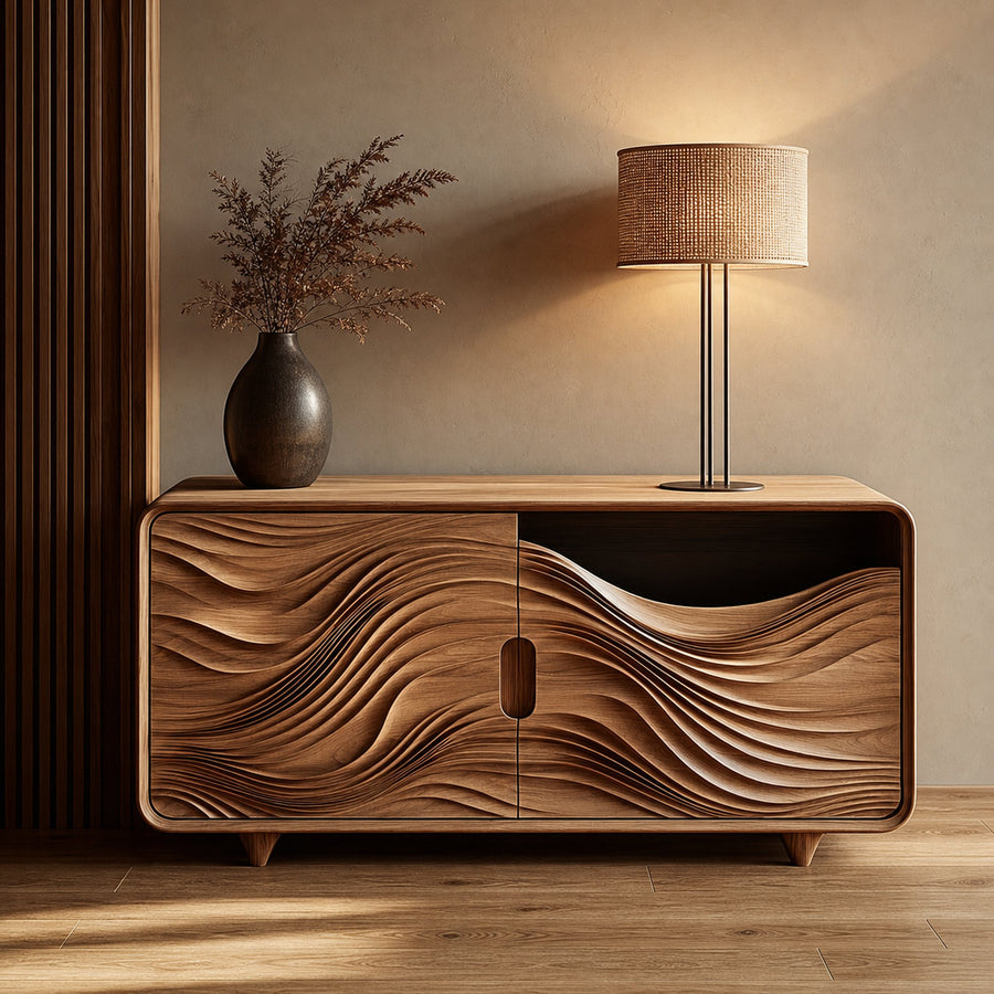 Mid Century Organic Wavy Cabinet Living Room Or Bedroom