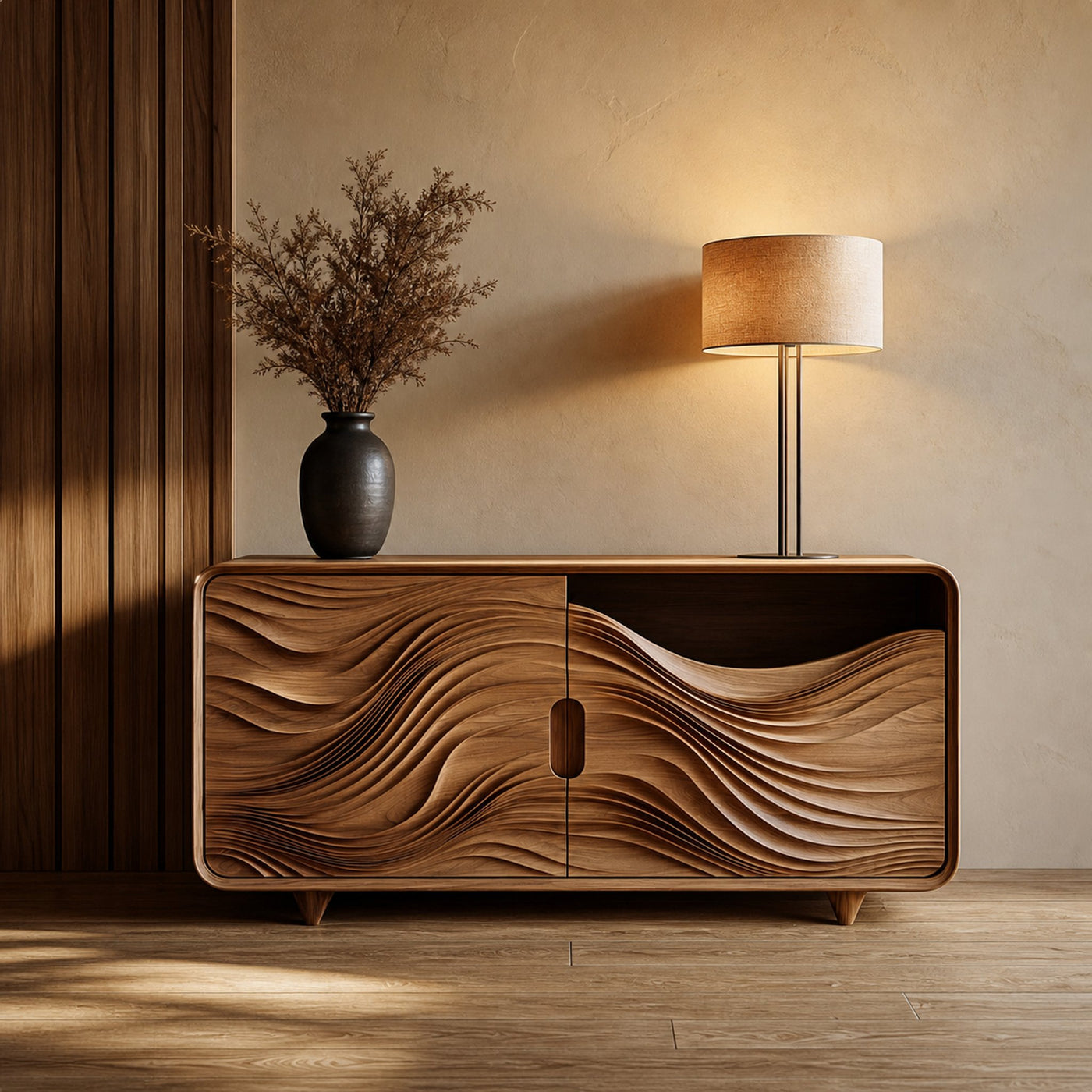 Mid Century Organic Wavy Cabinet Living Room Or Bedroom - product view 2
