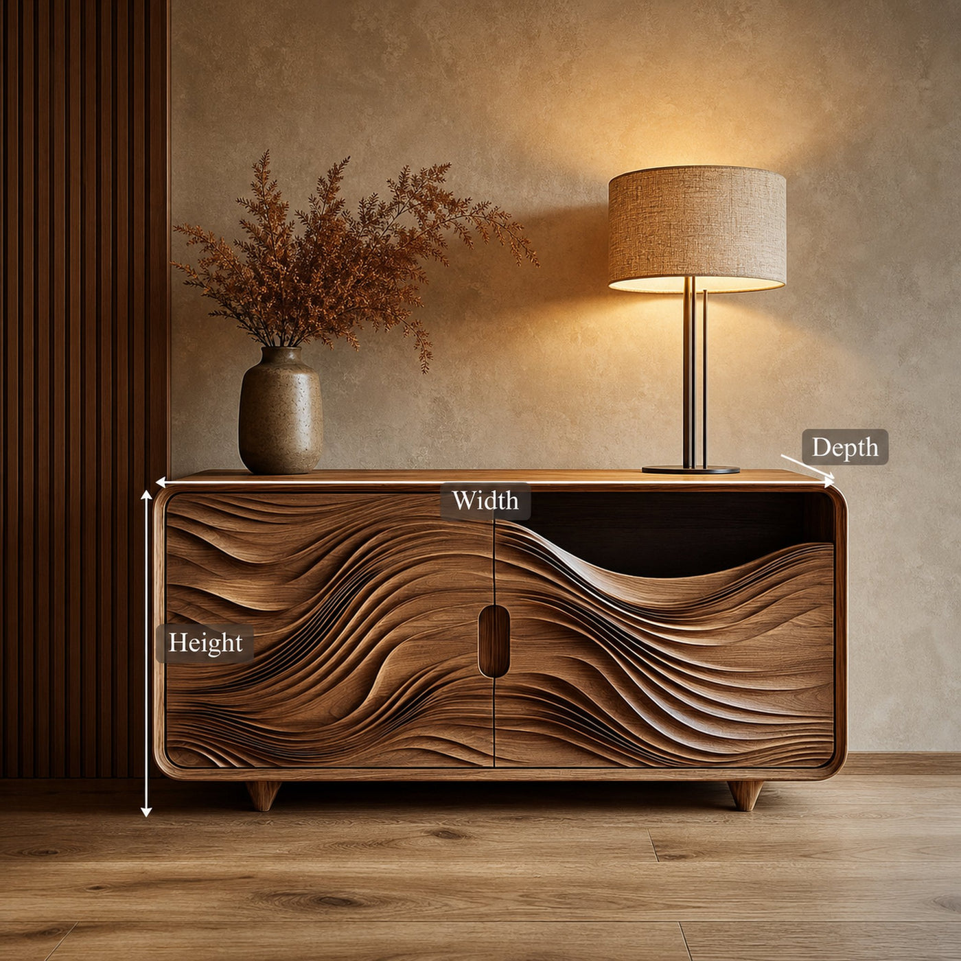 Mid Century Organic Wavy Cabinet Living Room Or Bedroom - product view 5