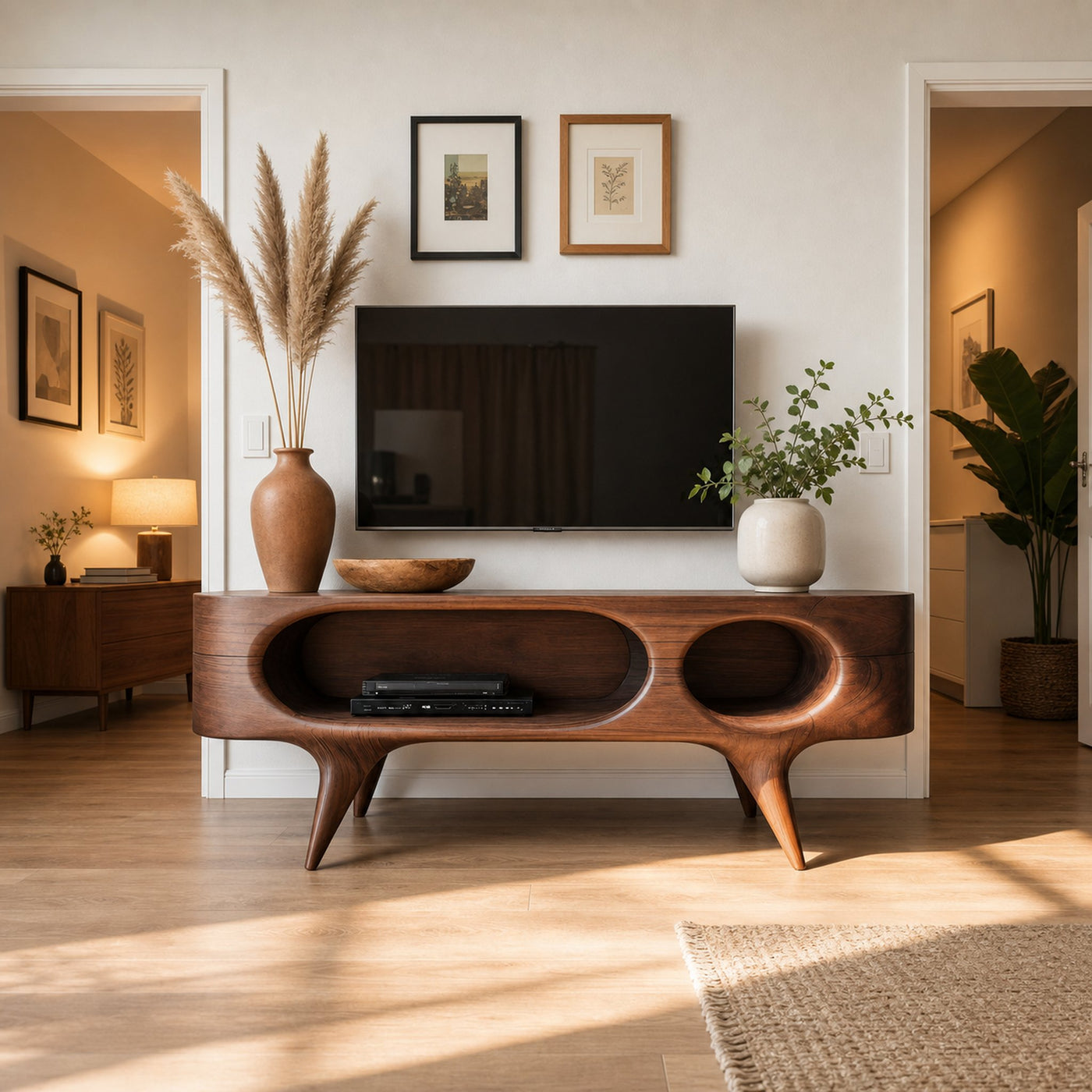 Mid Century Oval TV Stand For Living Room