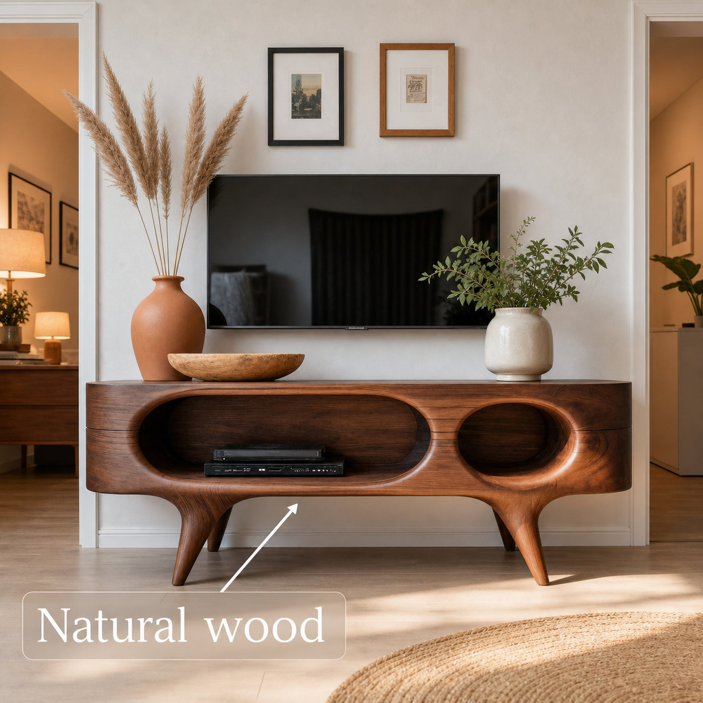 Mid Century Oval TV Stand For Living Room - product view 6