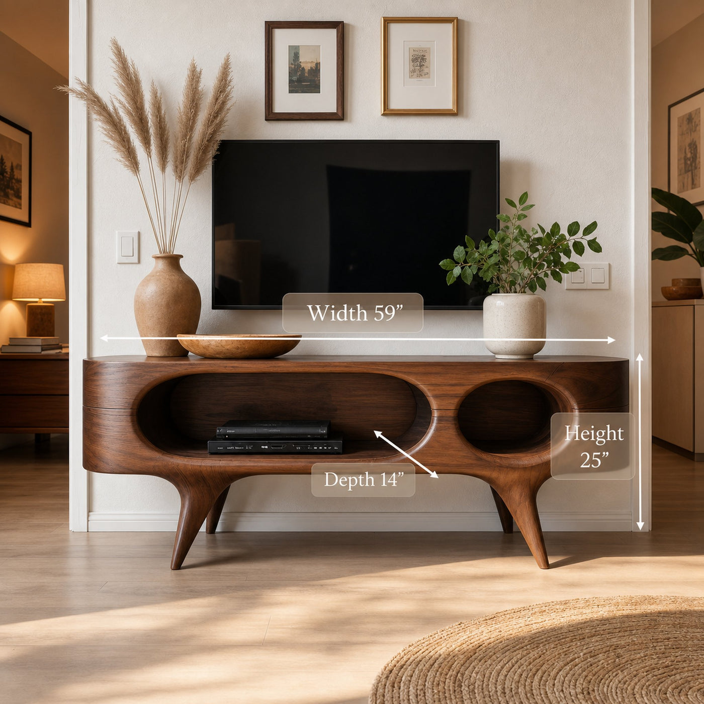 Mid Century Oval TV Stand For Living Room - product view 7
