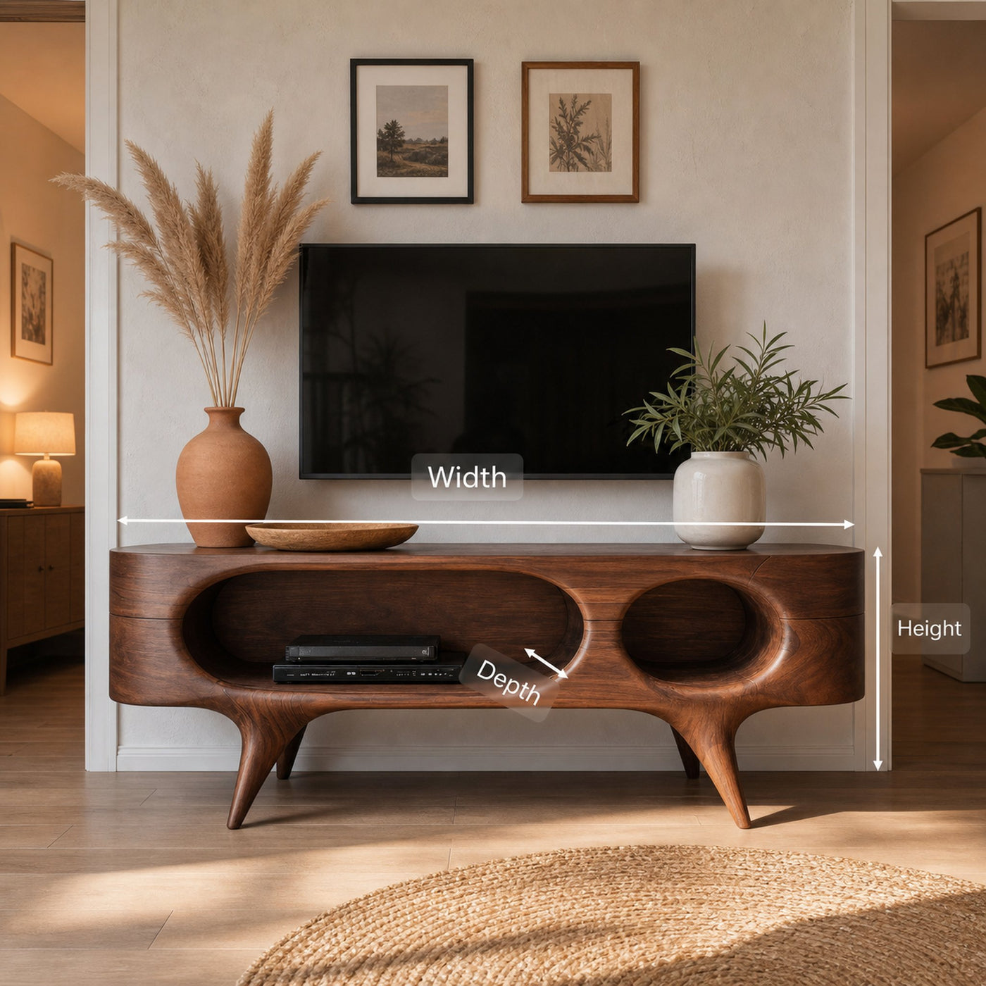 Mid Century Oval TV Stand For Living Room - product view 8