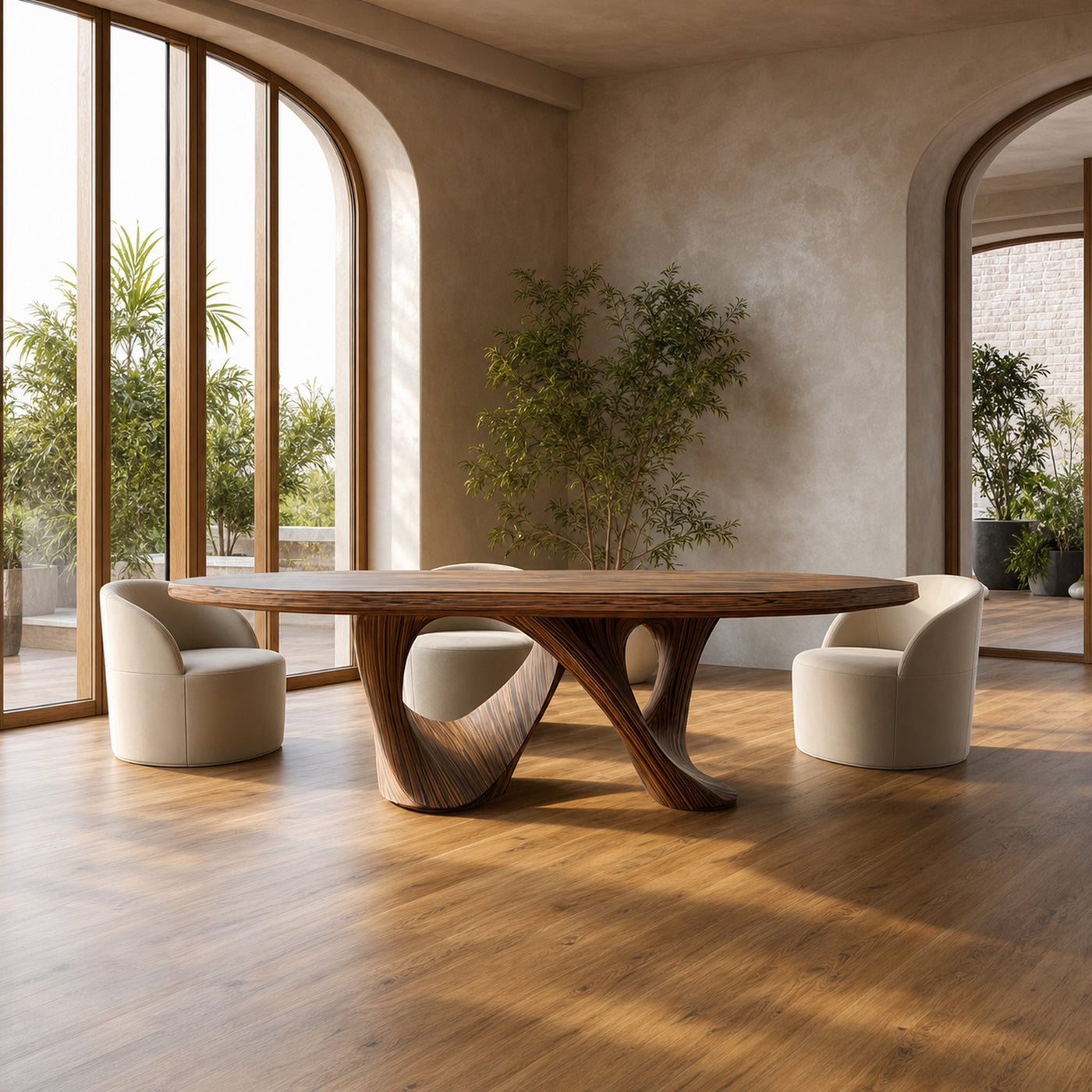 Mid Century Raw Edge Solid Wood Dining Table Kitchen - product view 2