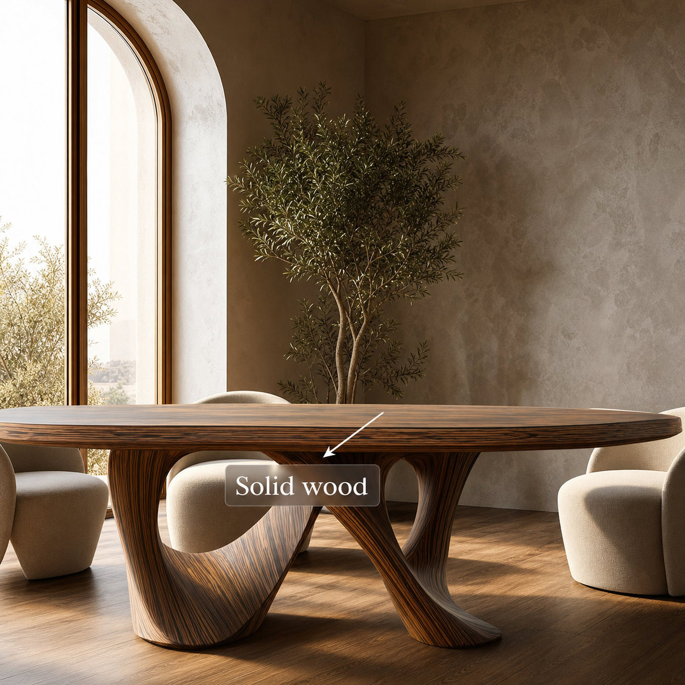 Mid Century Raw Edge Solid Wood Dining Table Kitchen - product view 4