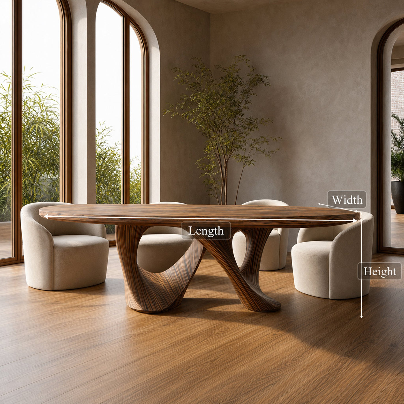 Mid Century Raw Edge Solid Wood Dining Table Kitchen - product view 5