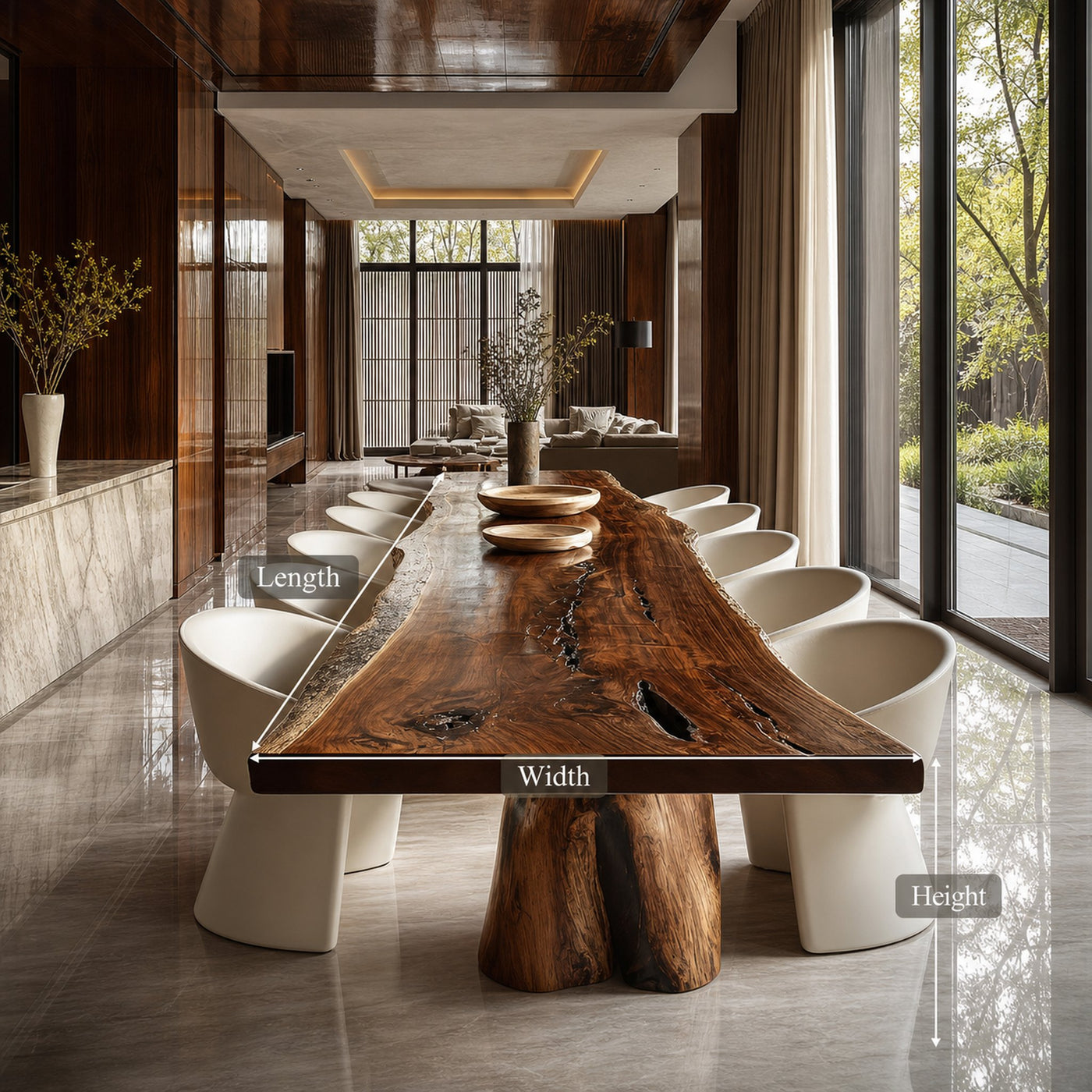 Mid Century Raw Edge Wooden Dining Table Kitchen - product view 5