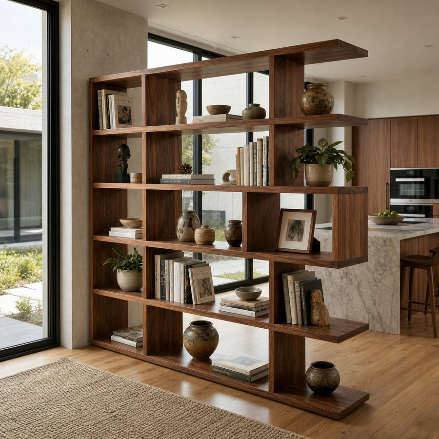 Mid Century Room Divider Bookshelf For Living Room And Apartment