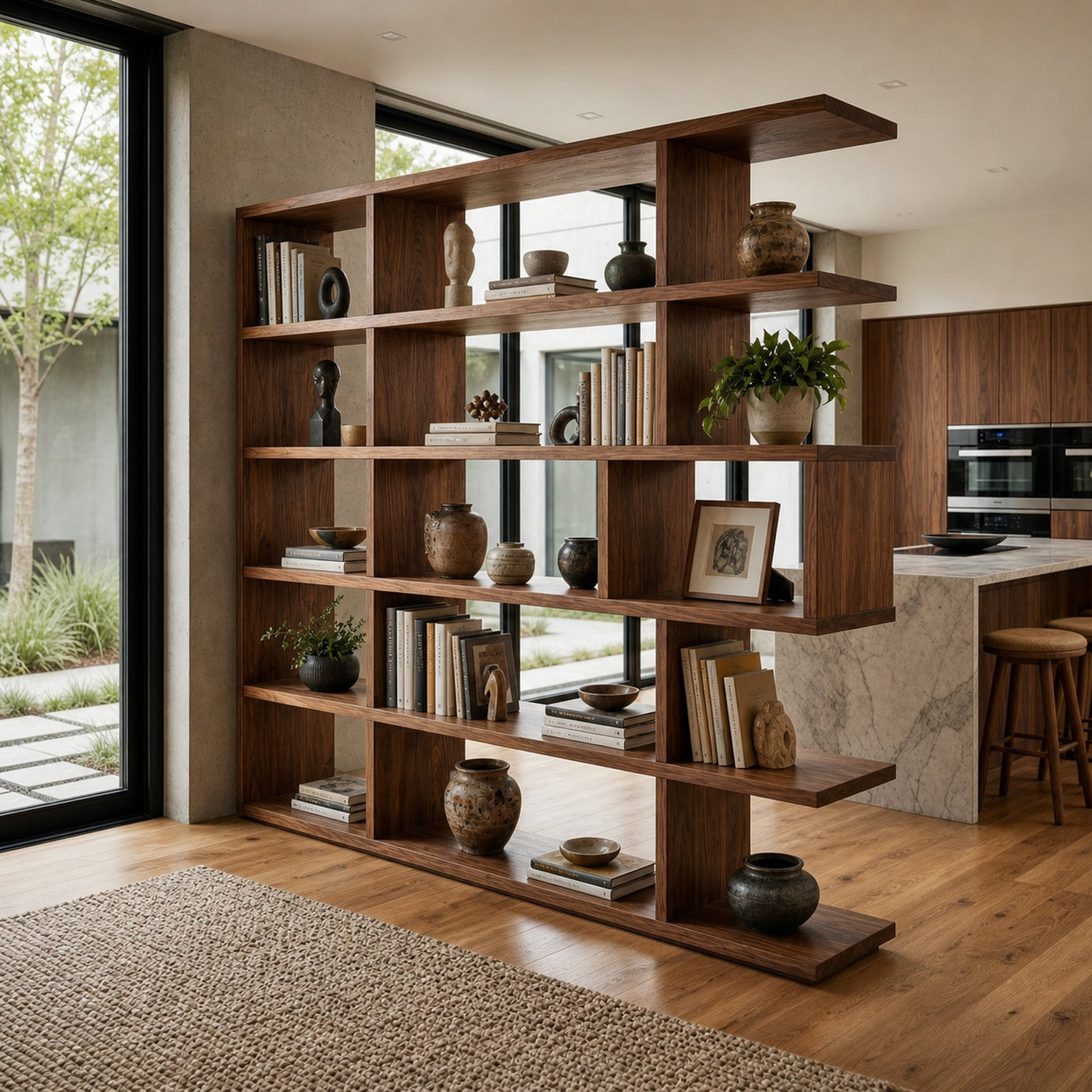 Mid Century Room Divider Bookshelf For Living Room And Apartment - product view 6