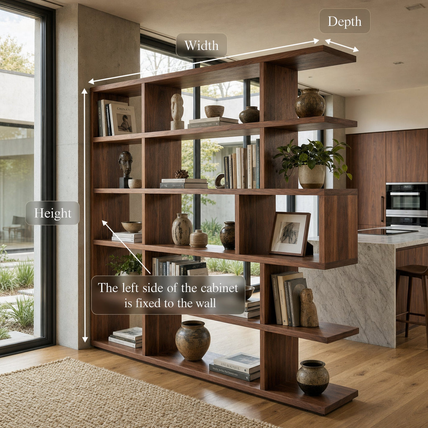 Mid Century Room Divider Bookshelf For Living Room And Apartment - product view 8