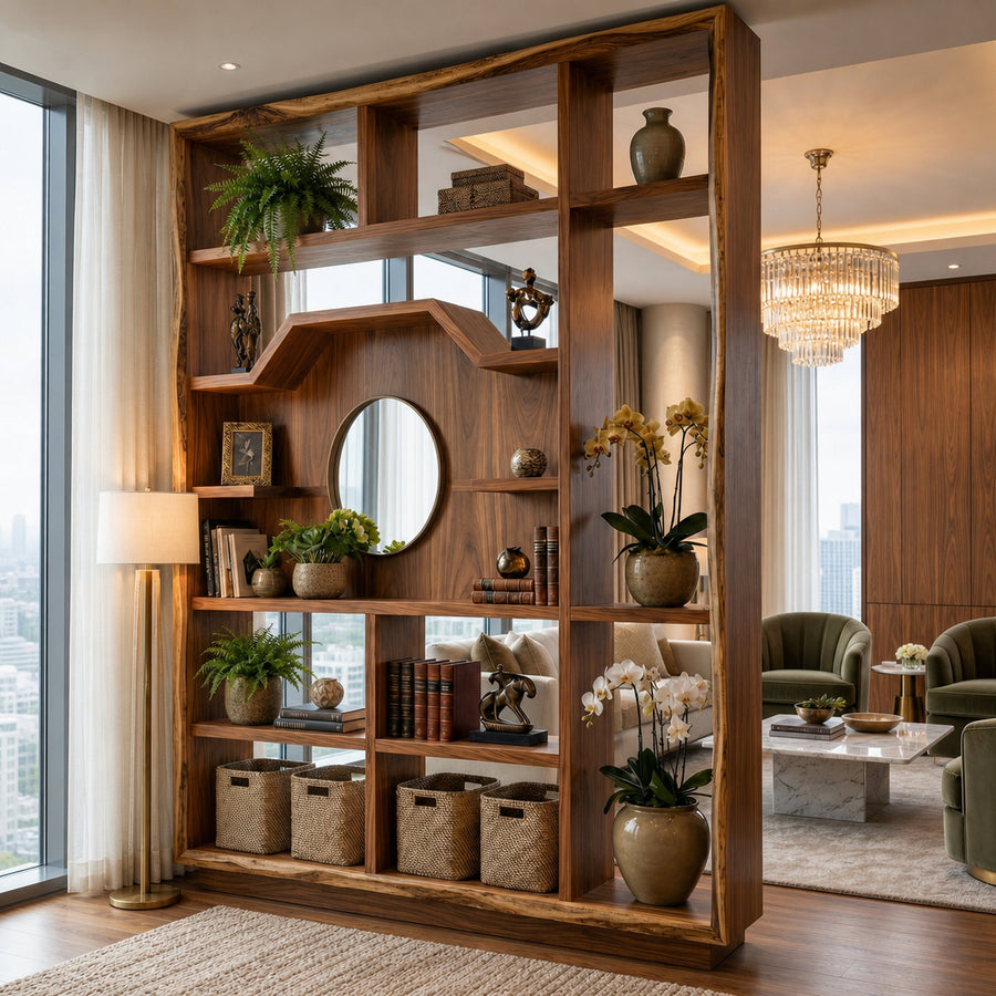 Mid Century Room Divider Bookshelf For Living Room And Office