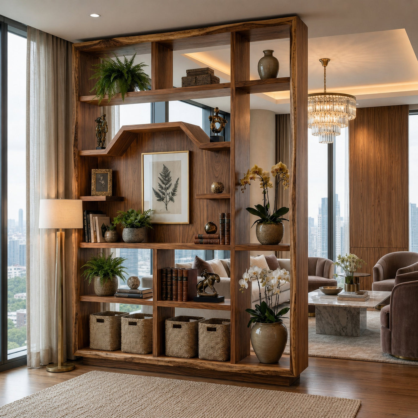 Mid Century Room Divider Bookshelf For Living Room And Office - product view 6
