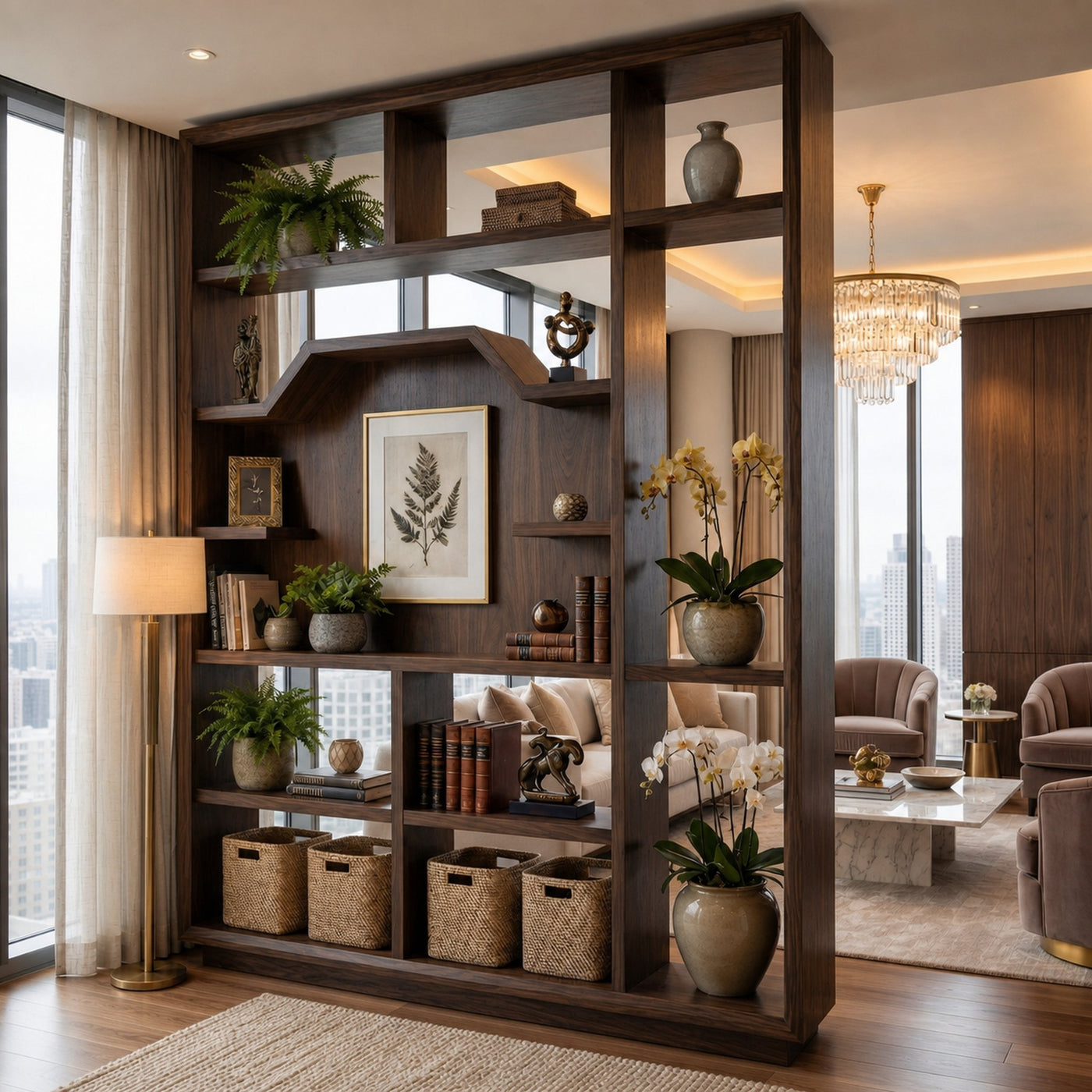 Mid Century Room Divider Bookshelf For Living Room And Office - product view 7