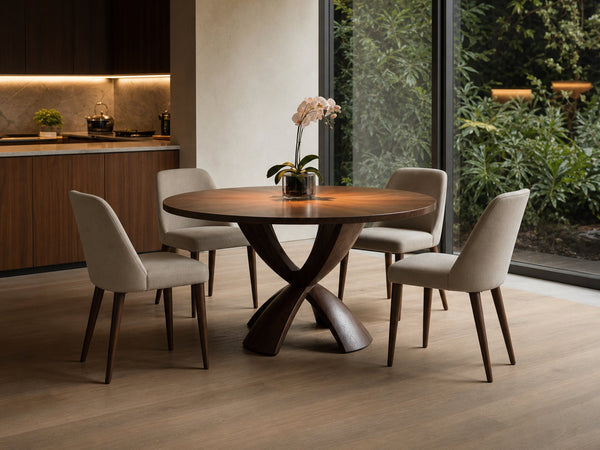 Mid Century Round Dining Table Sculptural Kitchen