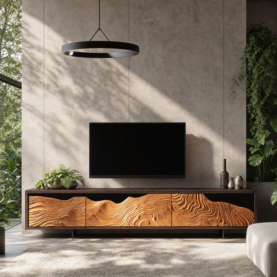Mid Century Rustic TV Cabinet For Cozy Spaces