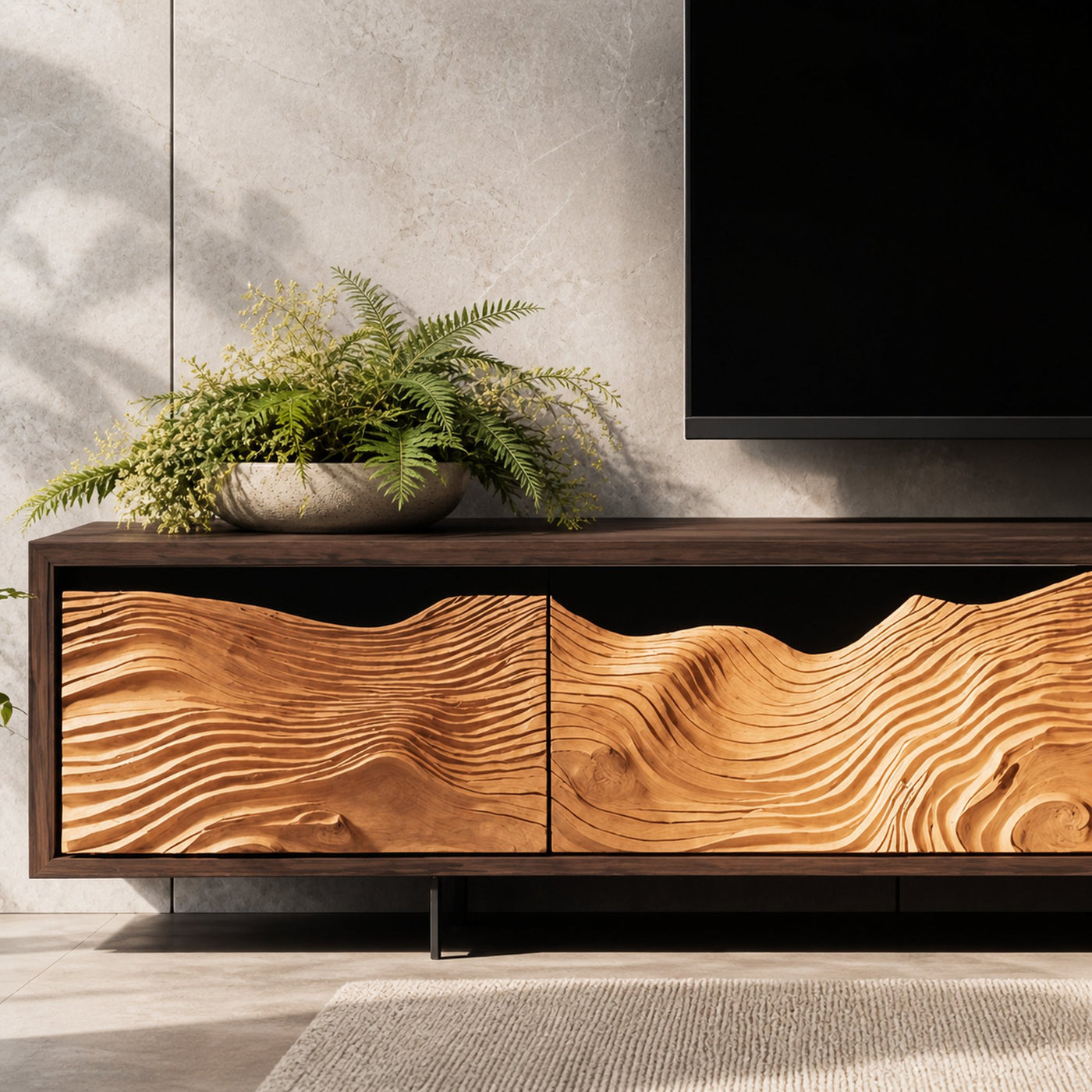 Mid Century Rustic TV Cabinet For Cozy Spaces - product view 3