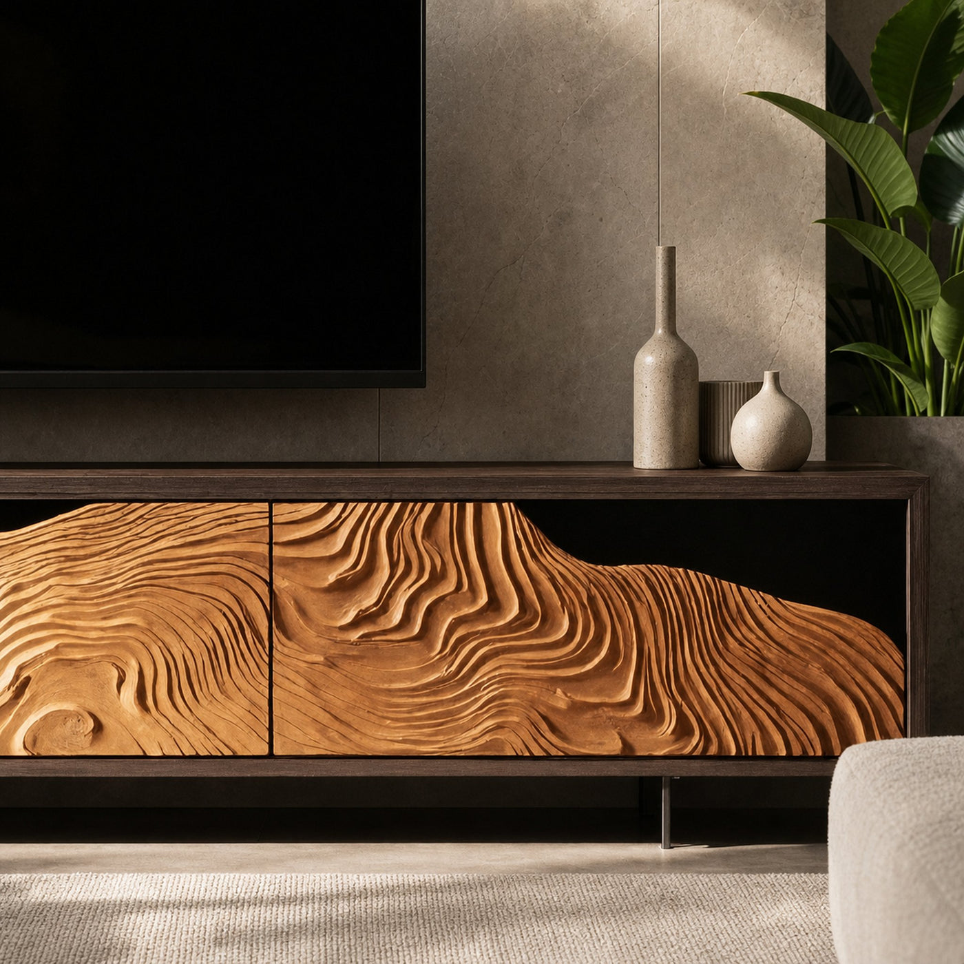 Mid Century Rustic TV Cabinet For Cozy Spaces - product view 4