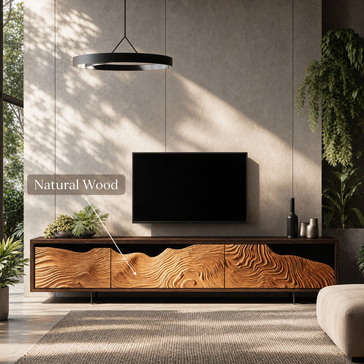 Mid Century Rustic TV Cabinet For Cozy Spaces - product view 5