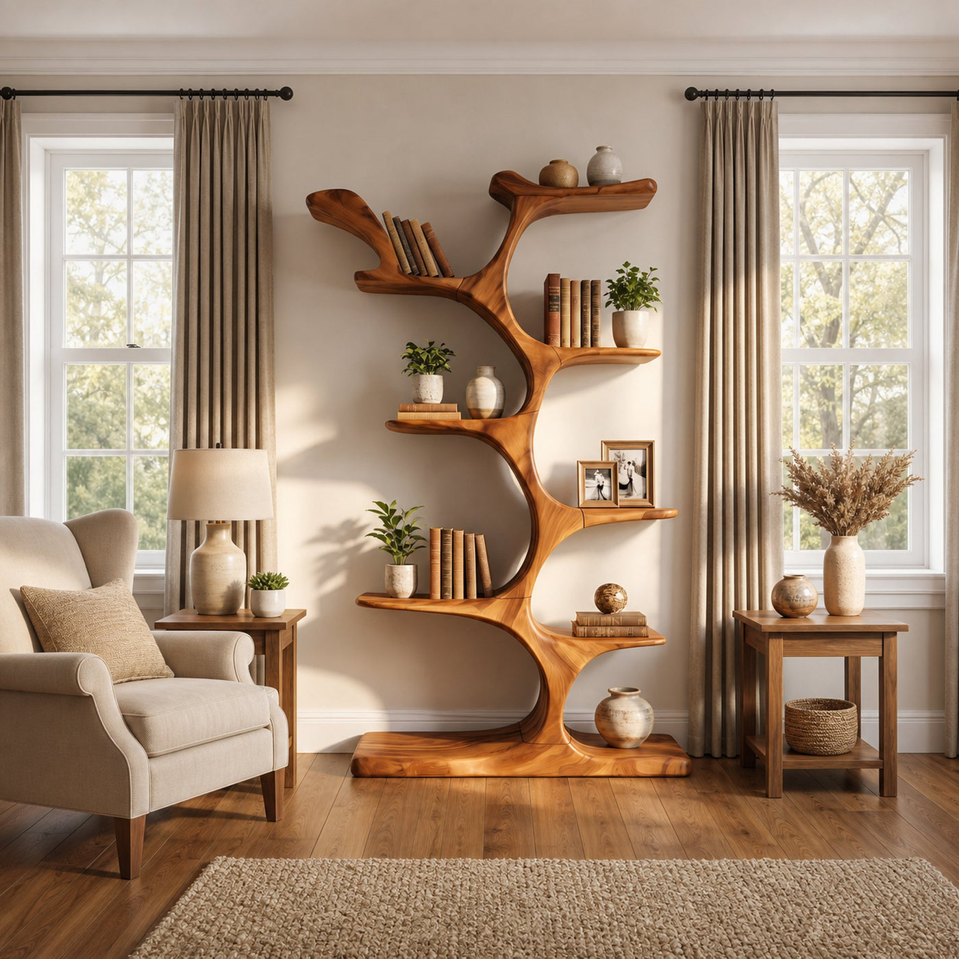 Mid Century Sculptural Bookcase Storage Organizer For Bedroom Space - product view 2