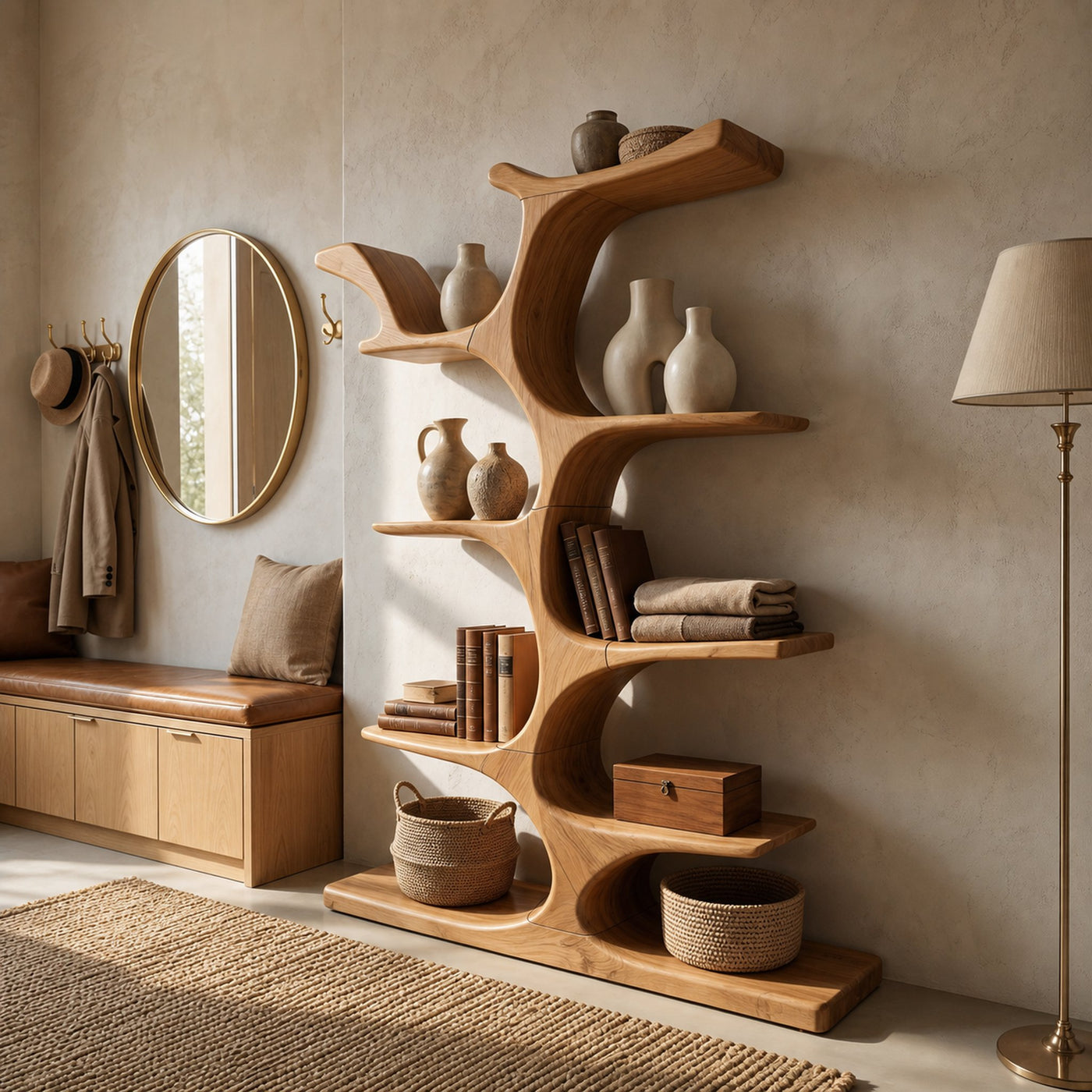 Mid Century Sculptural Bookcase Storage Organizer For Bedroom Space - product view 5