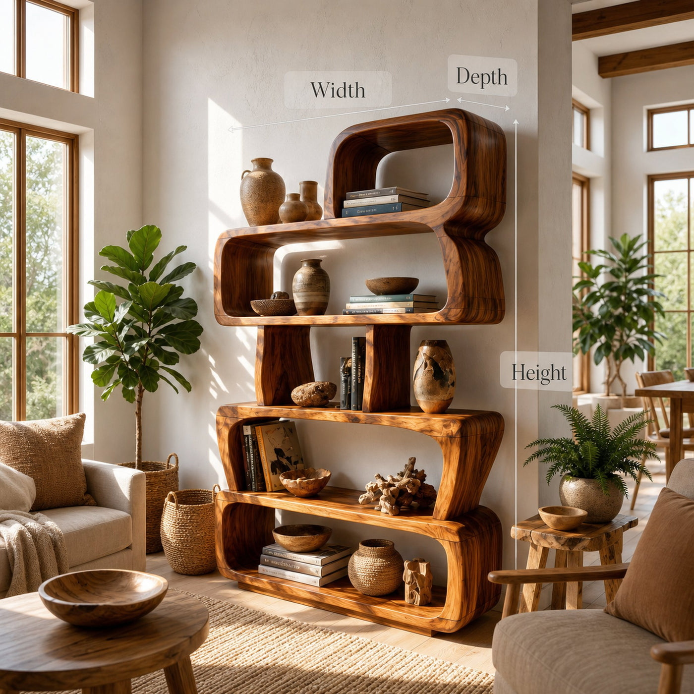 Mid Century Sculptural Bookshelf Storage Organizer For Home Office - product view 8