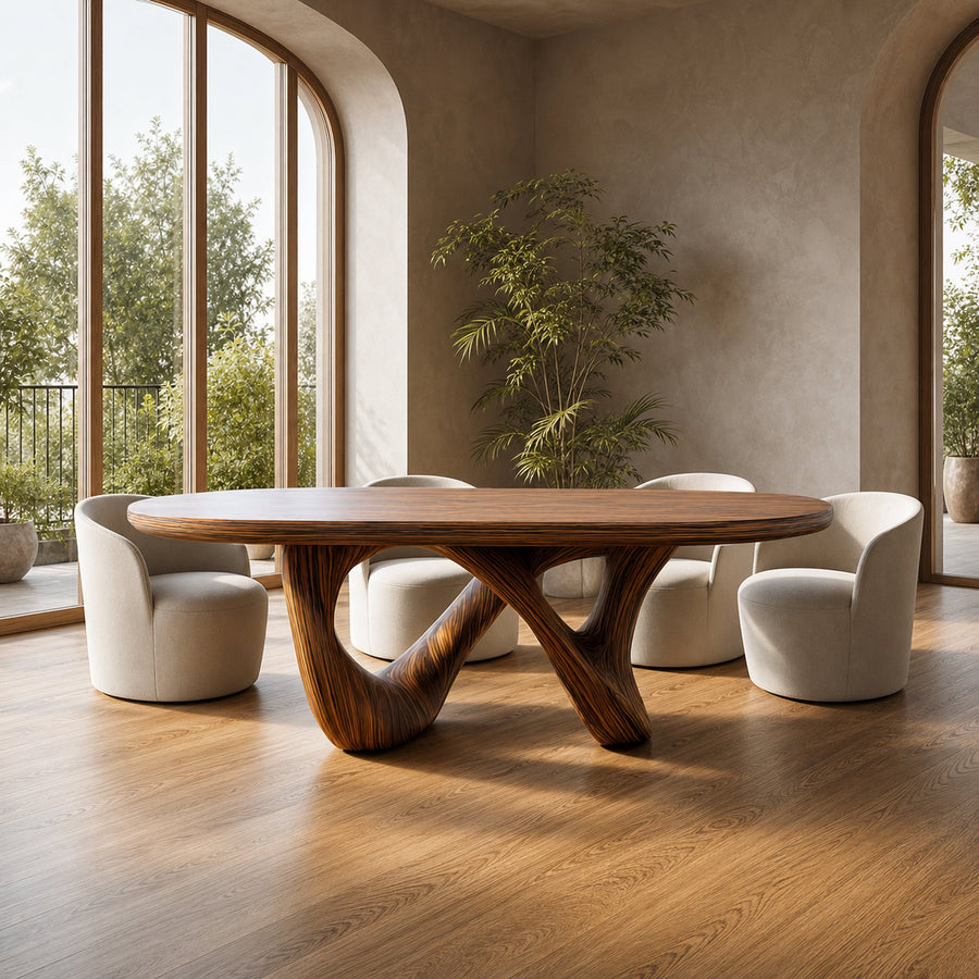 Mid Century Solid Timber Dining Table Kitchen