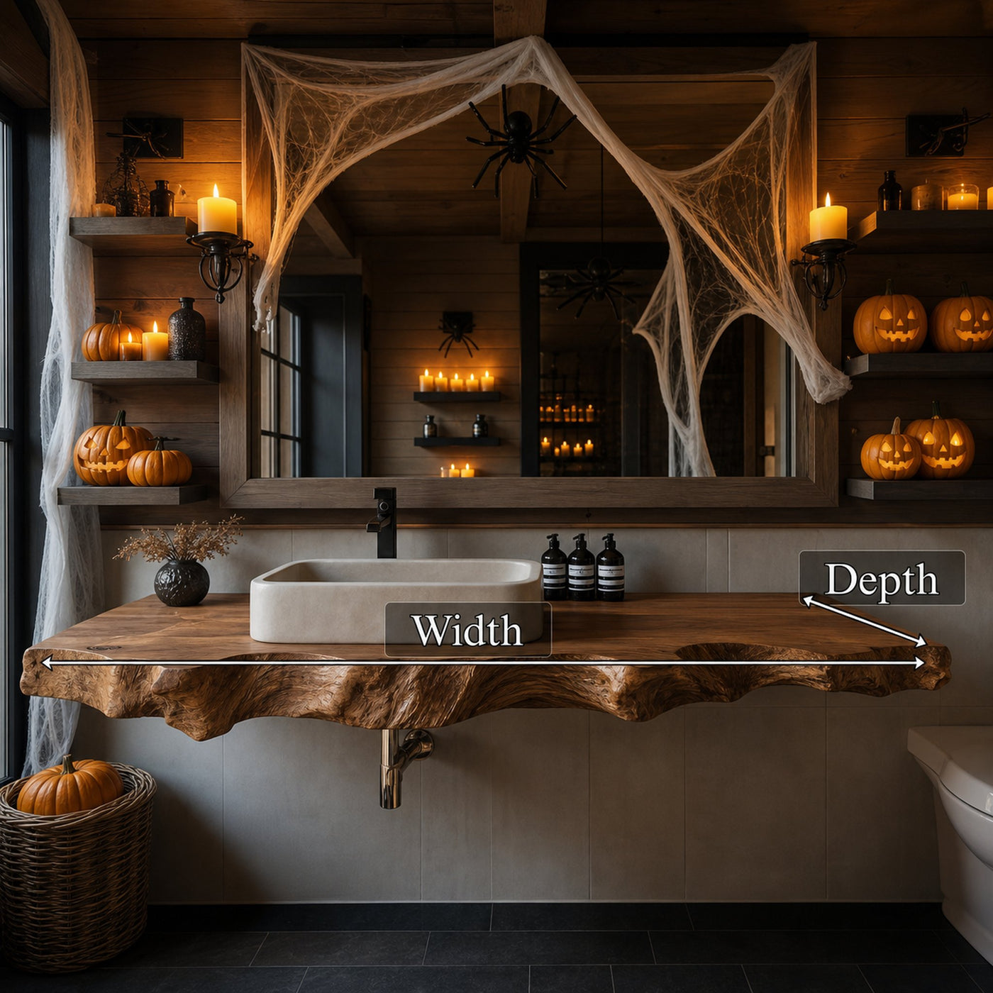 Mid Century Solid Wood Bathroom Shelf For Bathroom Halloween Decoration - product view 6