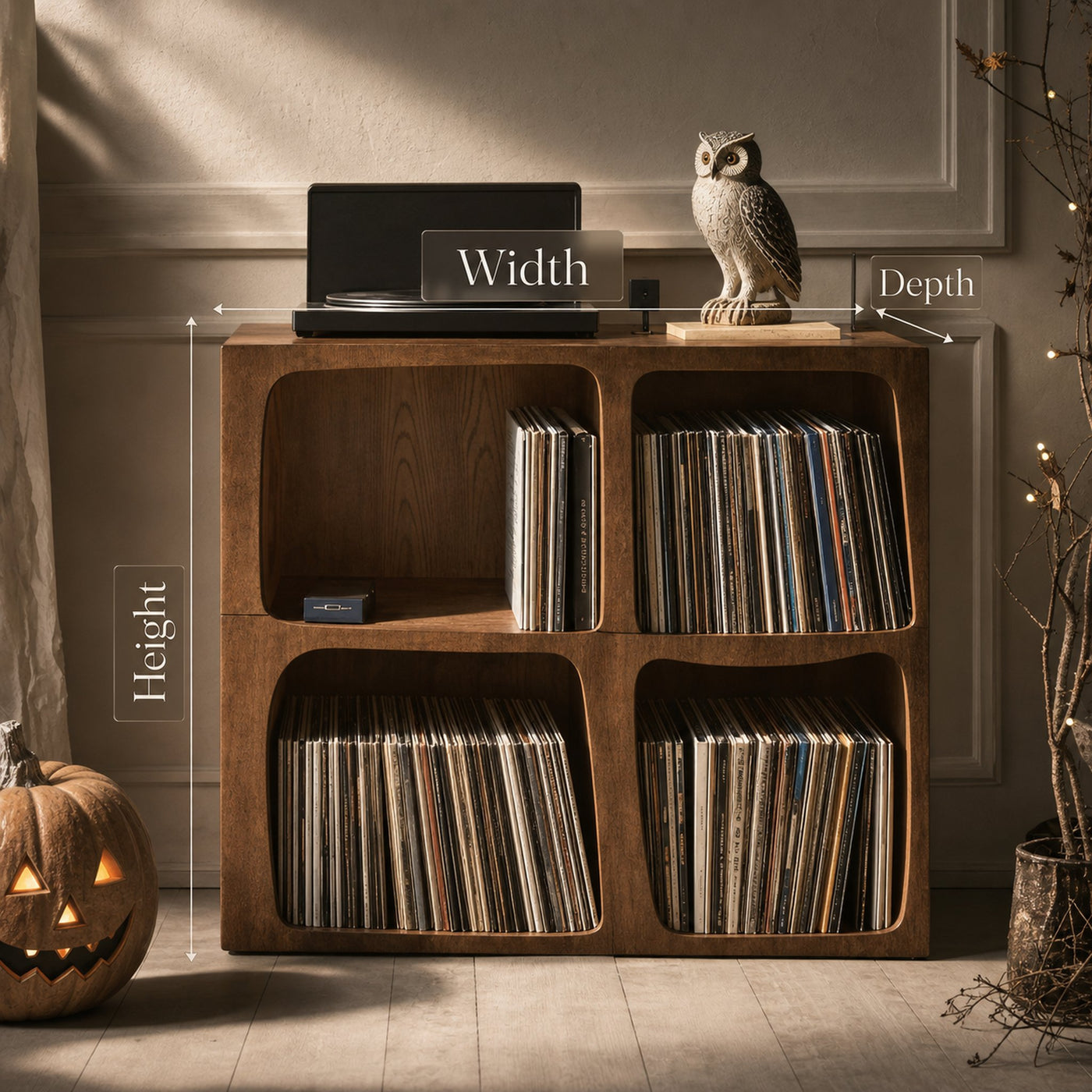 Mid Century Solid Wood Record Stand For Halloween Bedroom Decor - product view 6