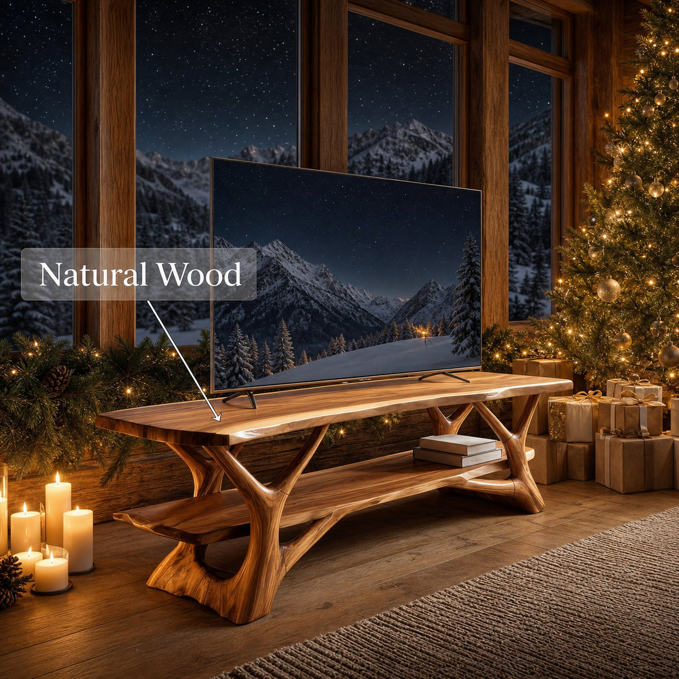 Mid Century Solid Wood TV Console For Christmas Entryway Design - product view 6