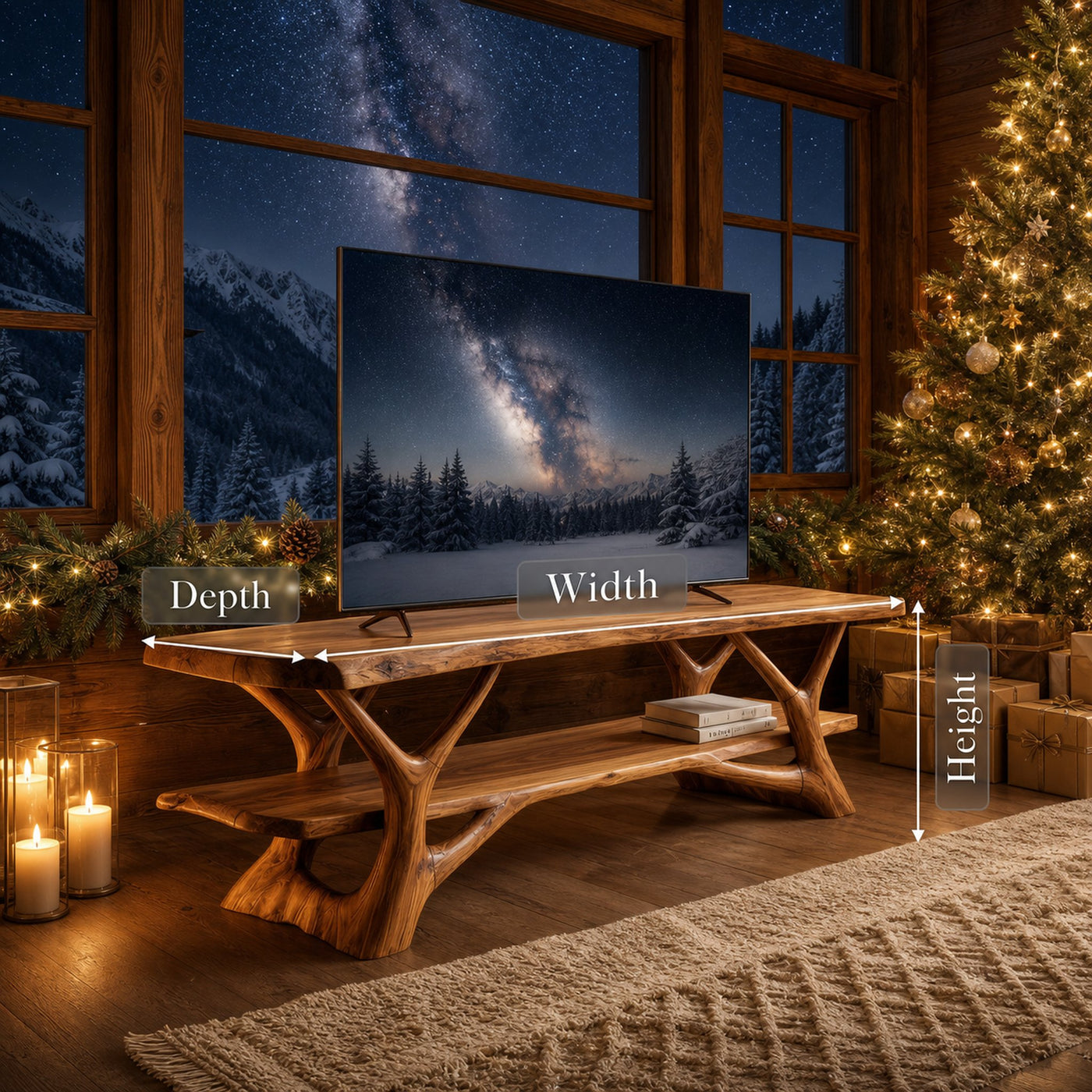 Mid Century Solid Wood TV Console For Christmas Entryway Design - product view 7