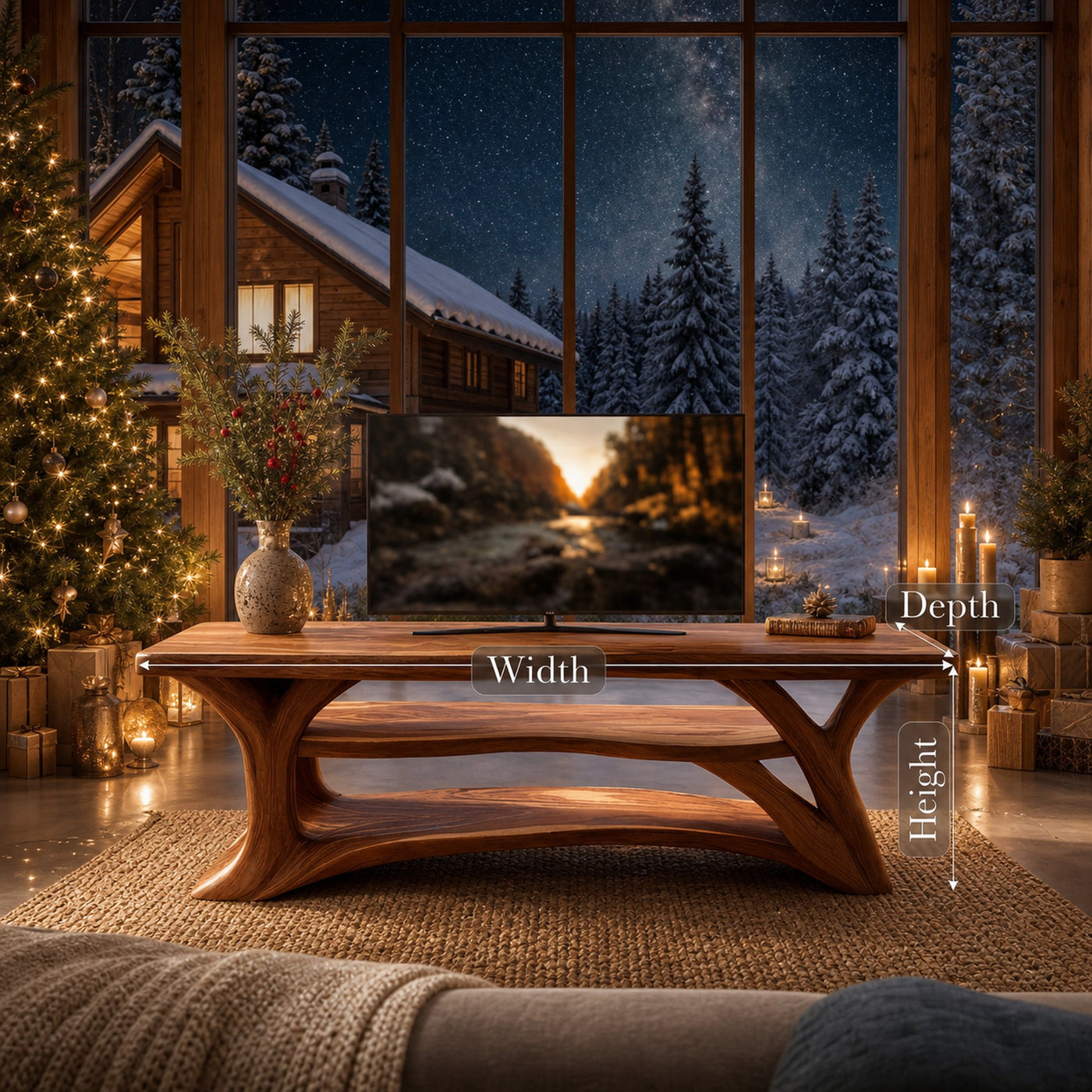 Mid Century Solid Wood TV Console For Cozy Christmas Living Room - product view 6