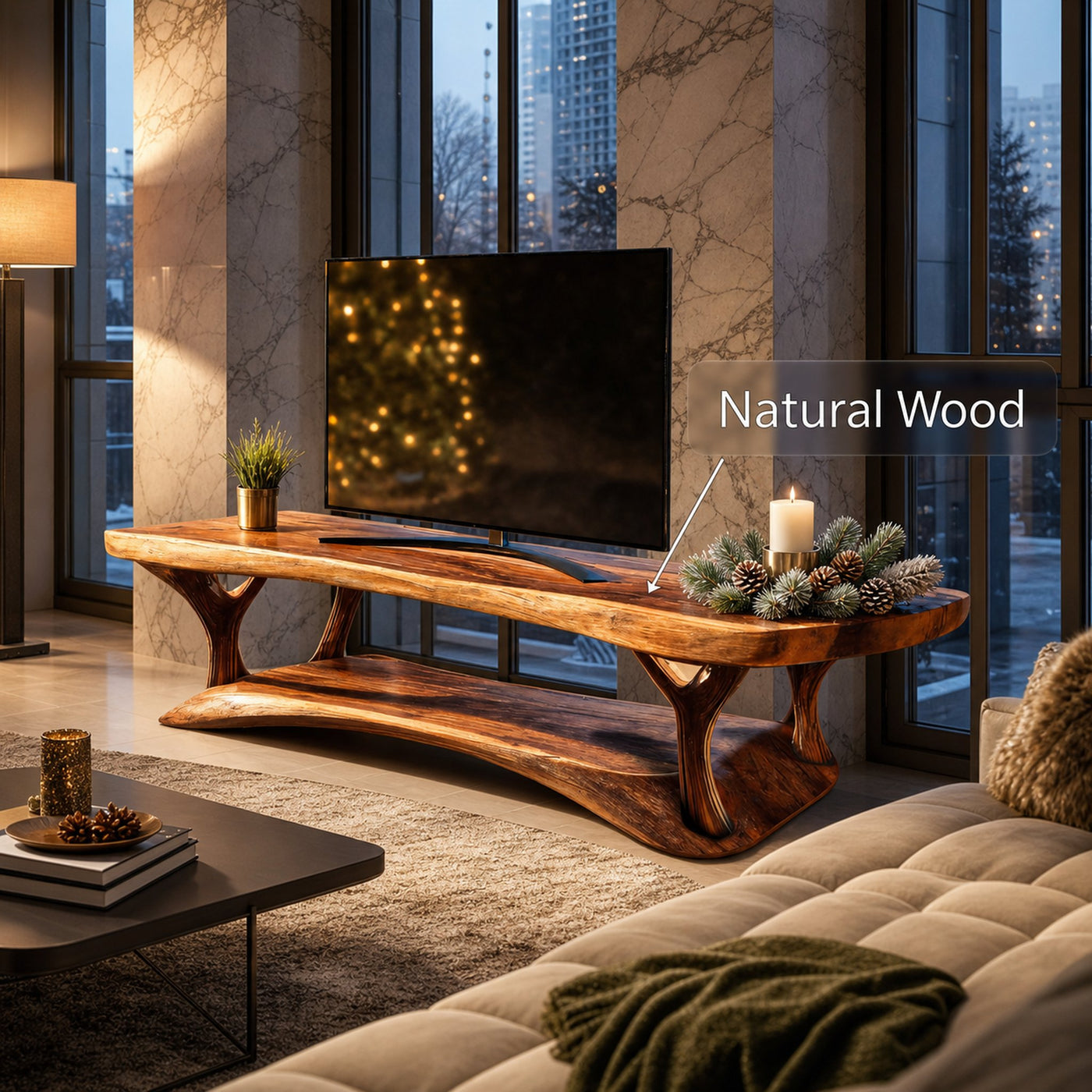 Mid Century Solid Wood TV Console For Holiday Bedroom Decor - product view 6