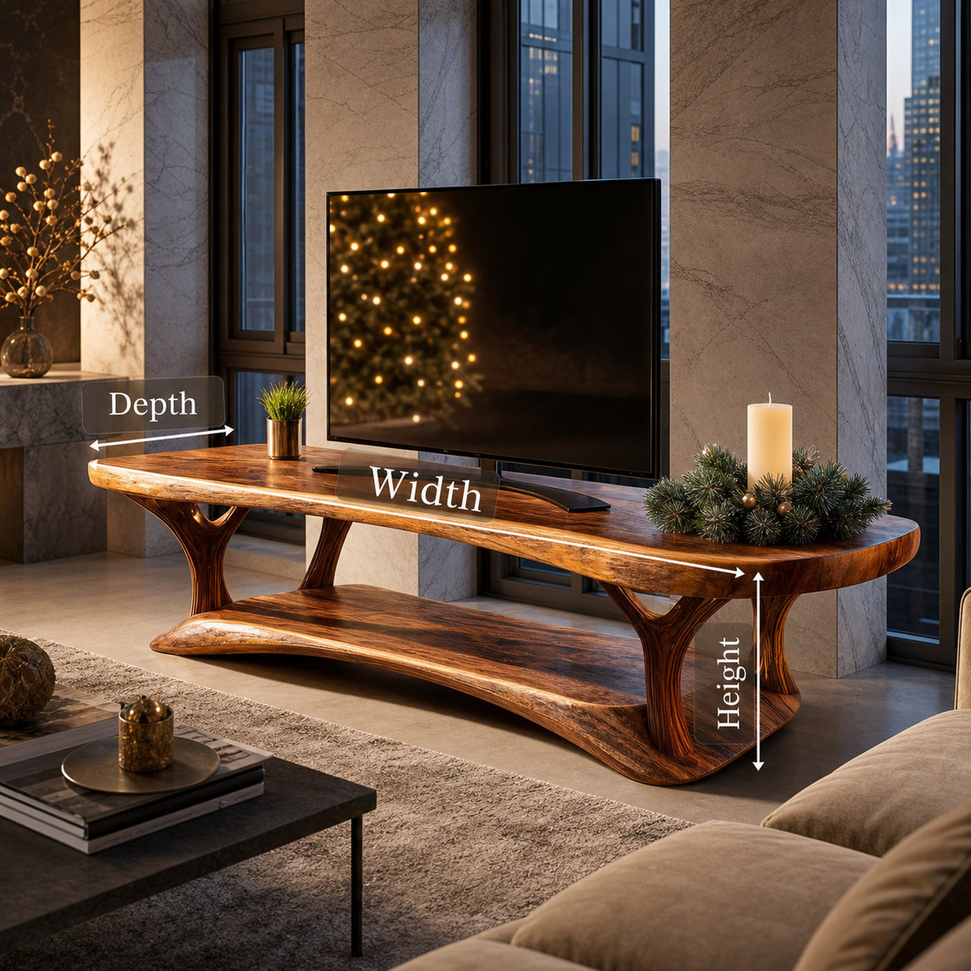 Mid Century Solid Wood TV Console For Holiday Bedroom Decor - product view 7