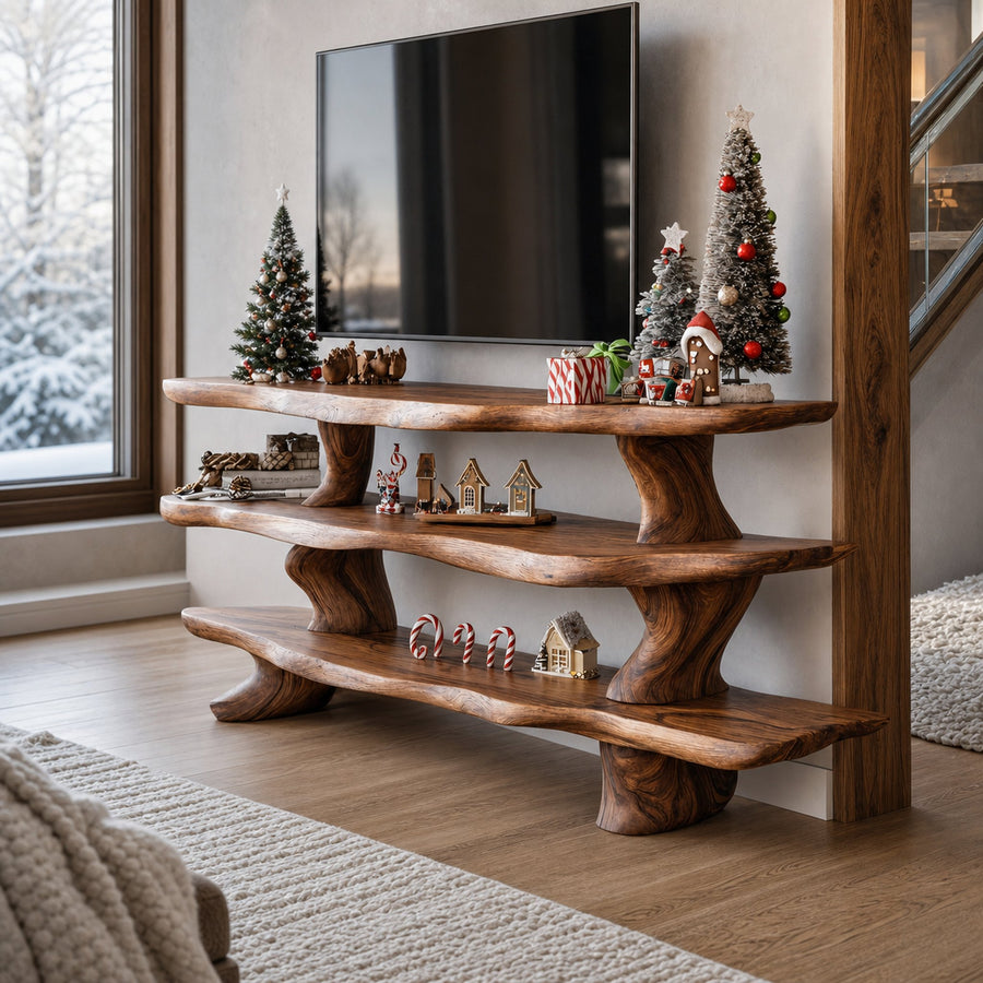 Mid Century Solid Wood TV Console For Holiday Bedroom Decor