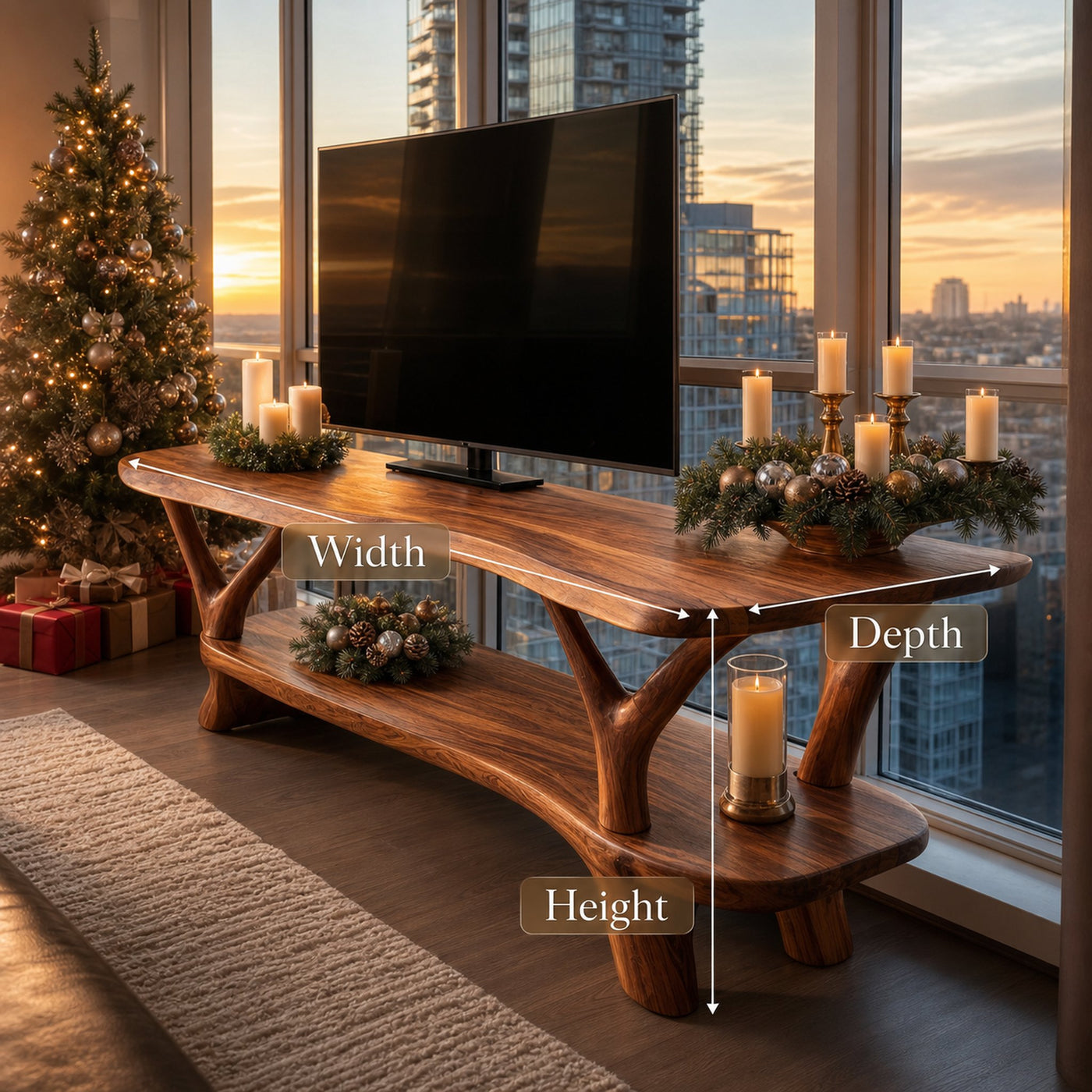 Mid Century Solid Wood TV Console For Holiday Entryway Decor - product view 7