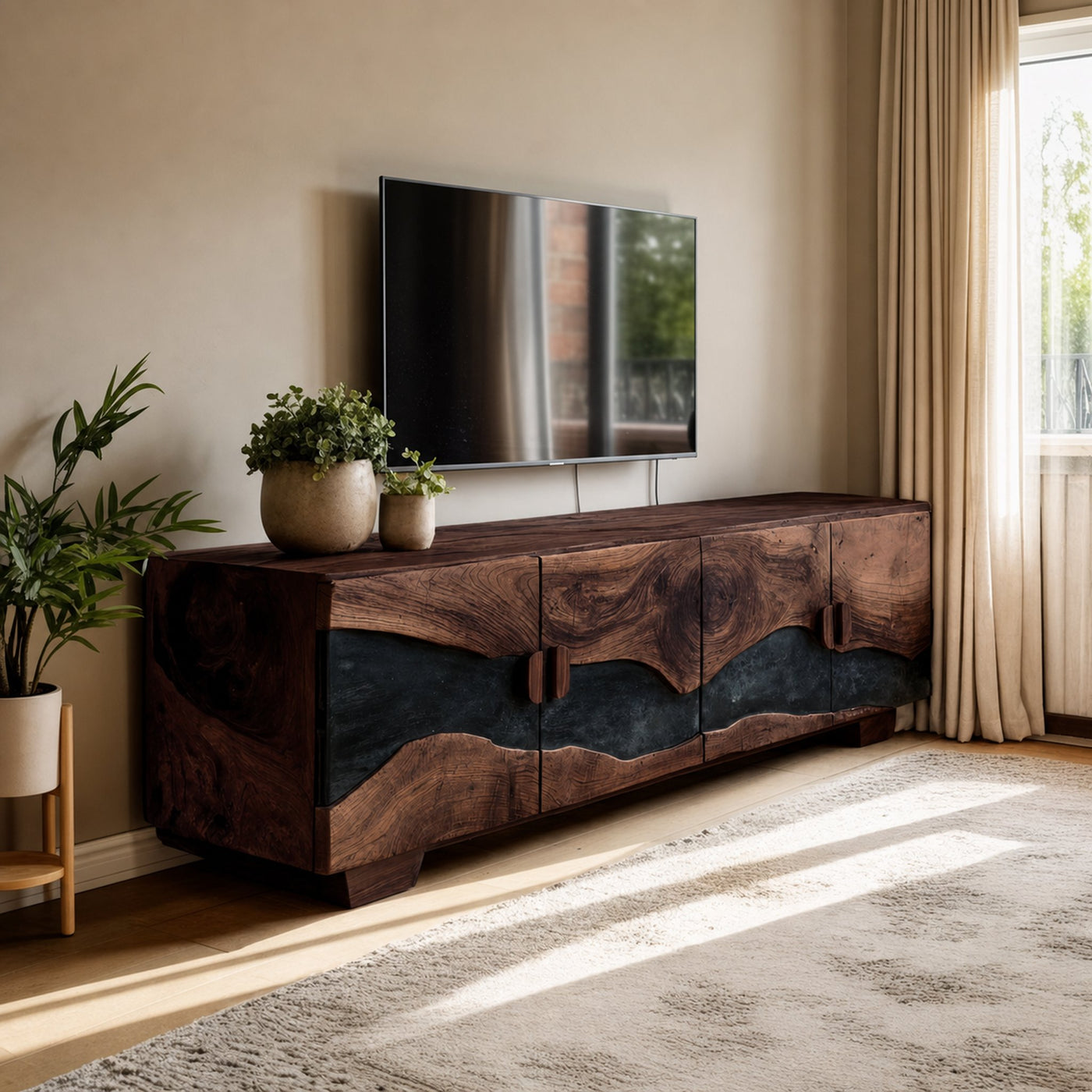Mid Century Solid Wood TV Console For Living Room Decor - product view 6
